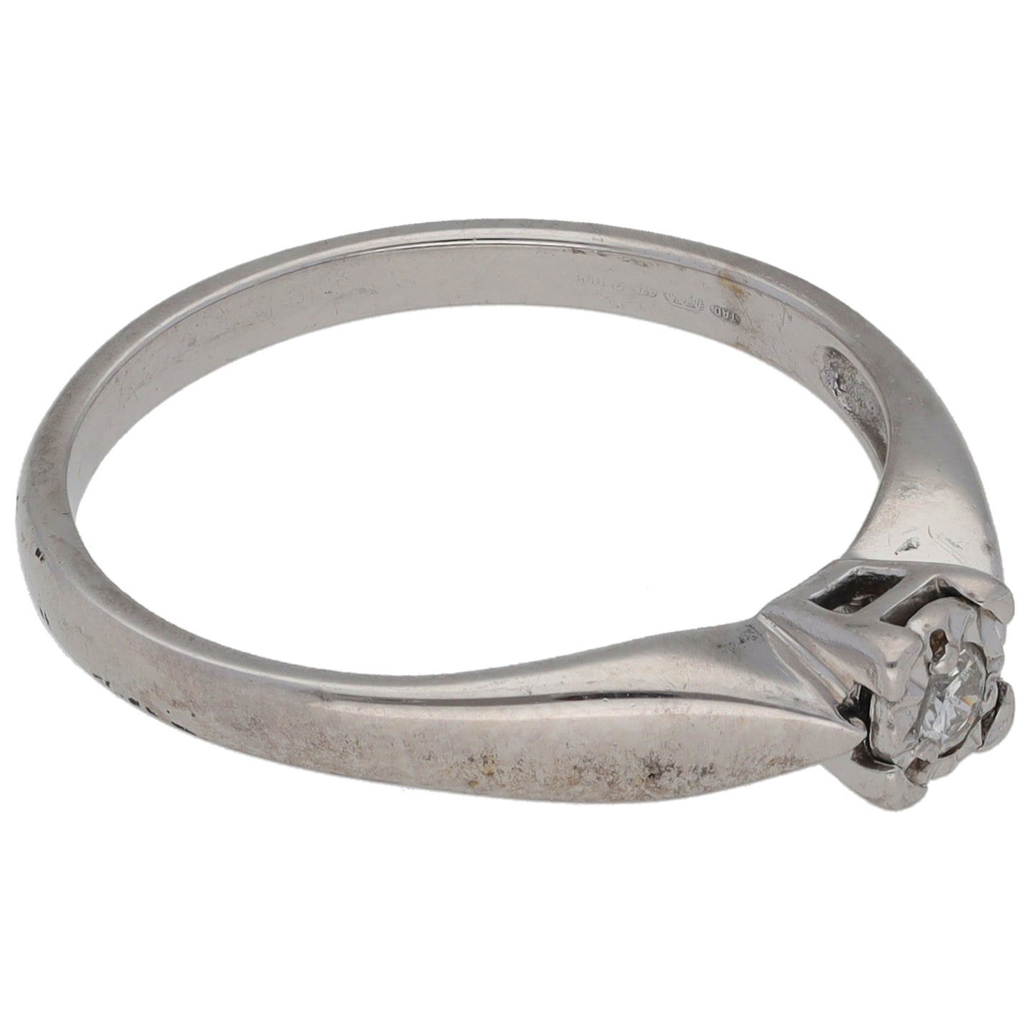 9ct White Gold 0.05ct Diamond Solitaire Ring Size N