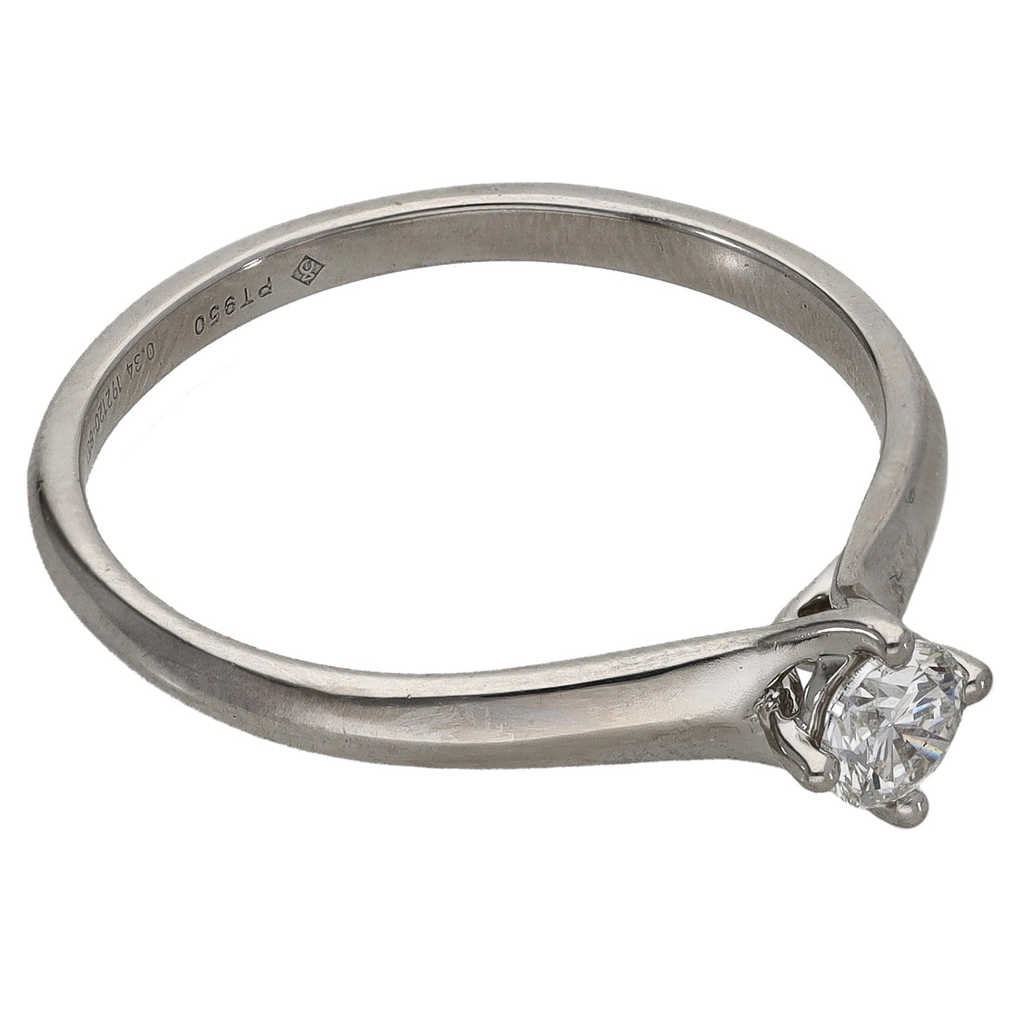 Platinum 0.34ct Diamond Solitaire Ring Size S