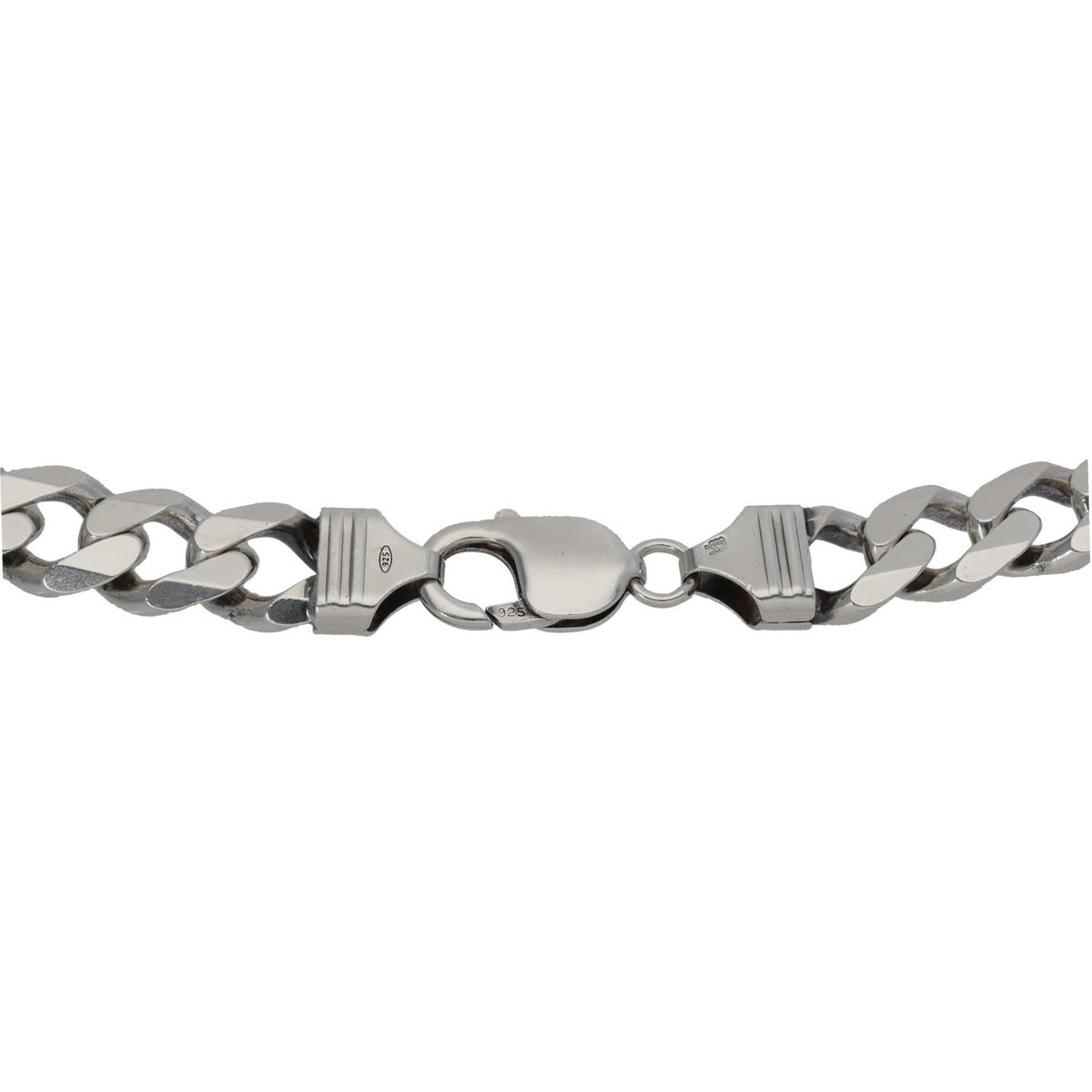 Sterling silver curb chain necklace with lobster clasp and engraved tag