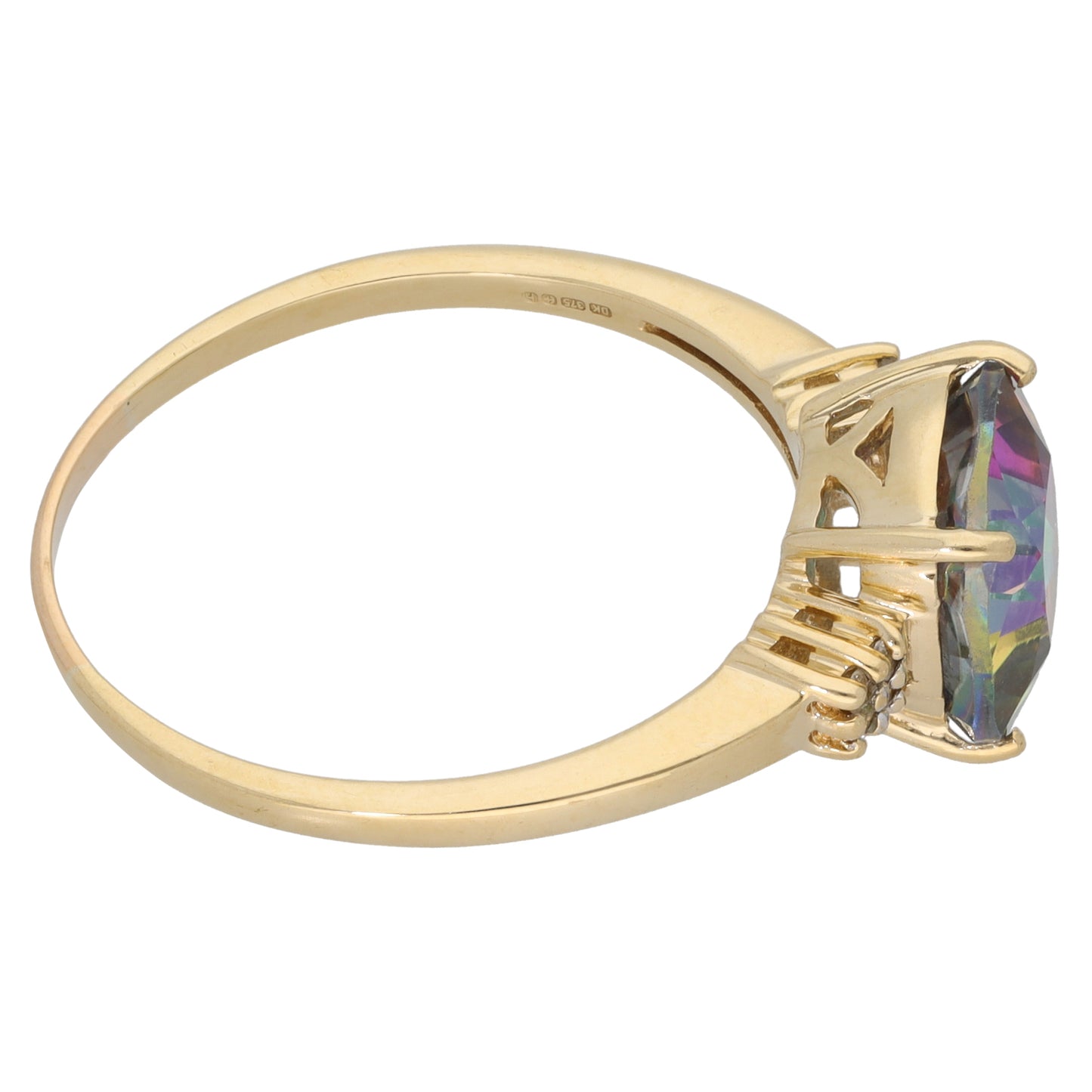 9ct Gold Coated Topaz & White Topaz Dress/Cocktail Ring Size Y