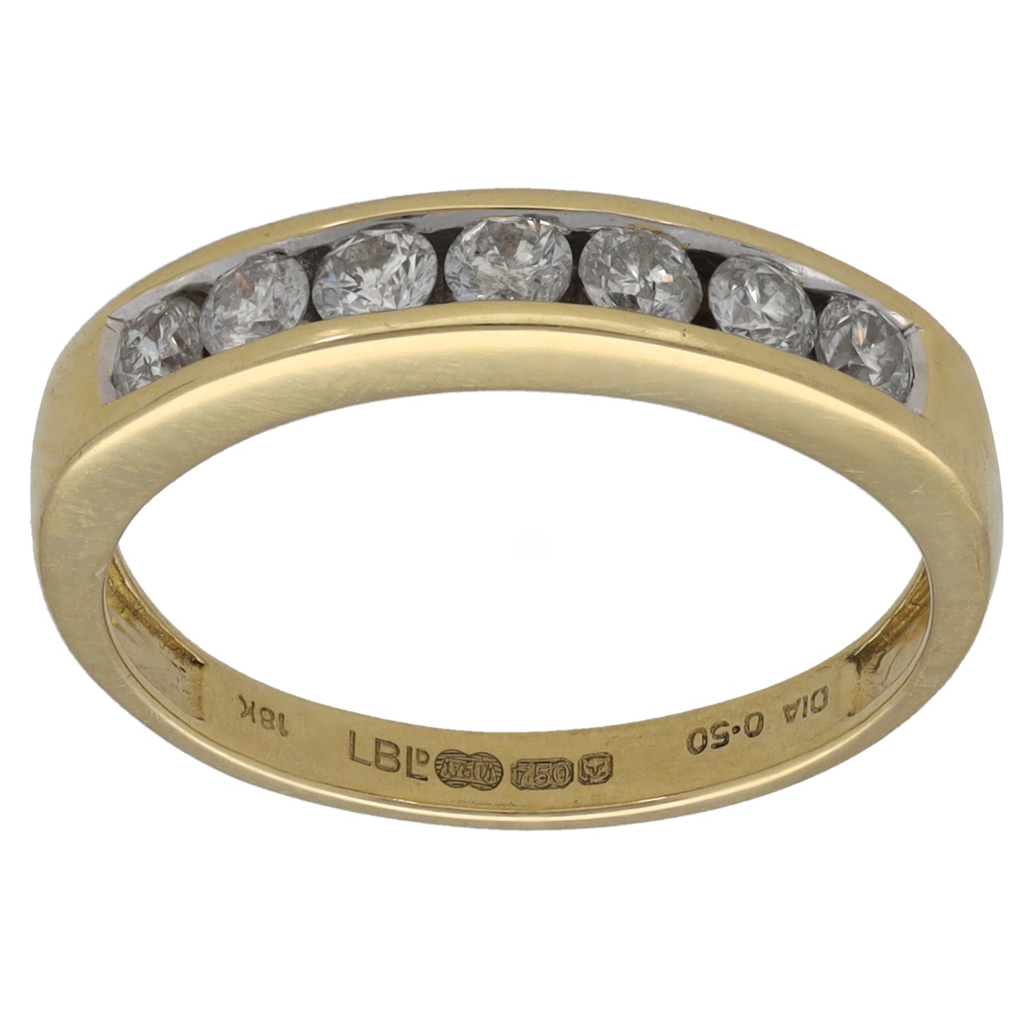 18ct Gold 0.50ct Diamond Half Eternity Ring Size N