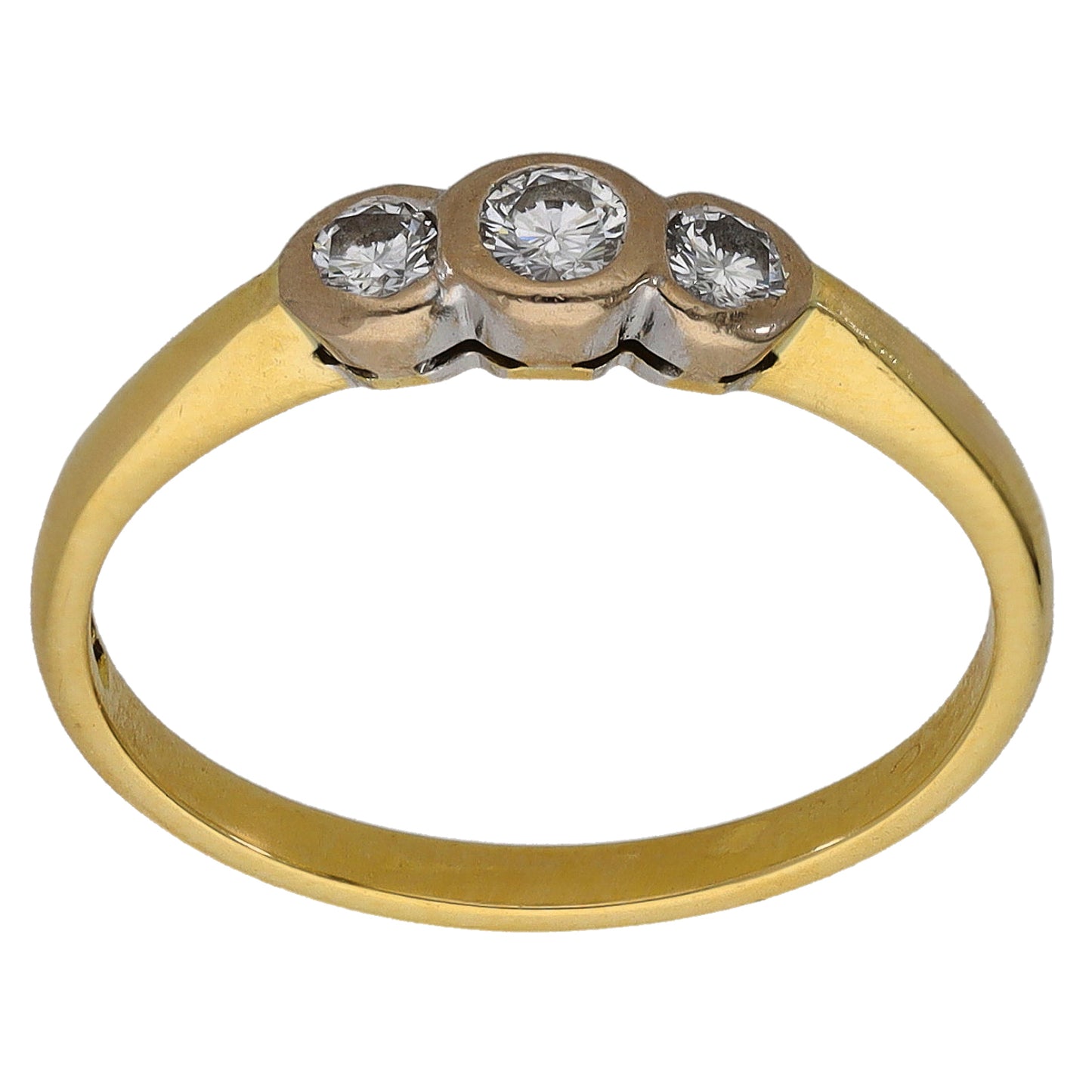 18ct Gold 0.11ct Diamond Trilogy Ring Size N