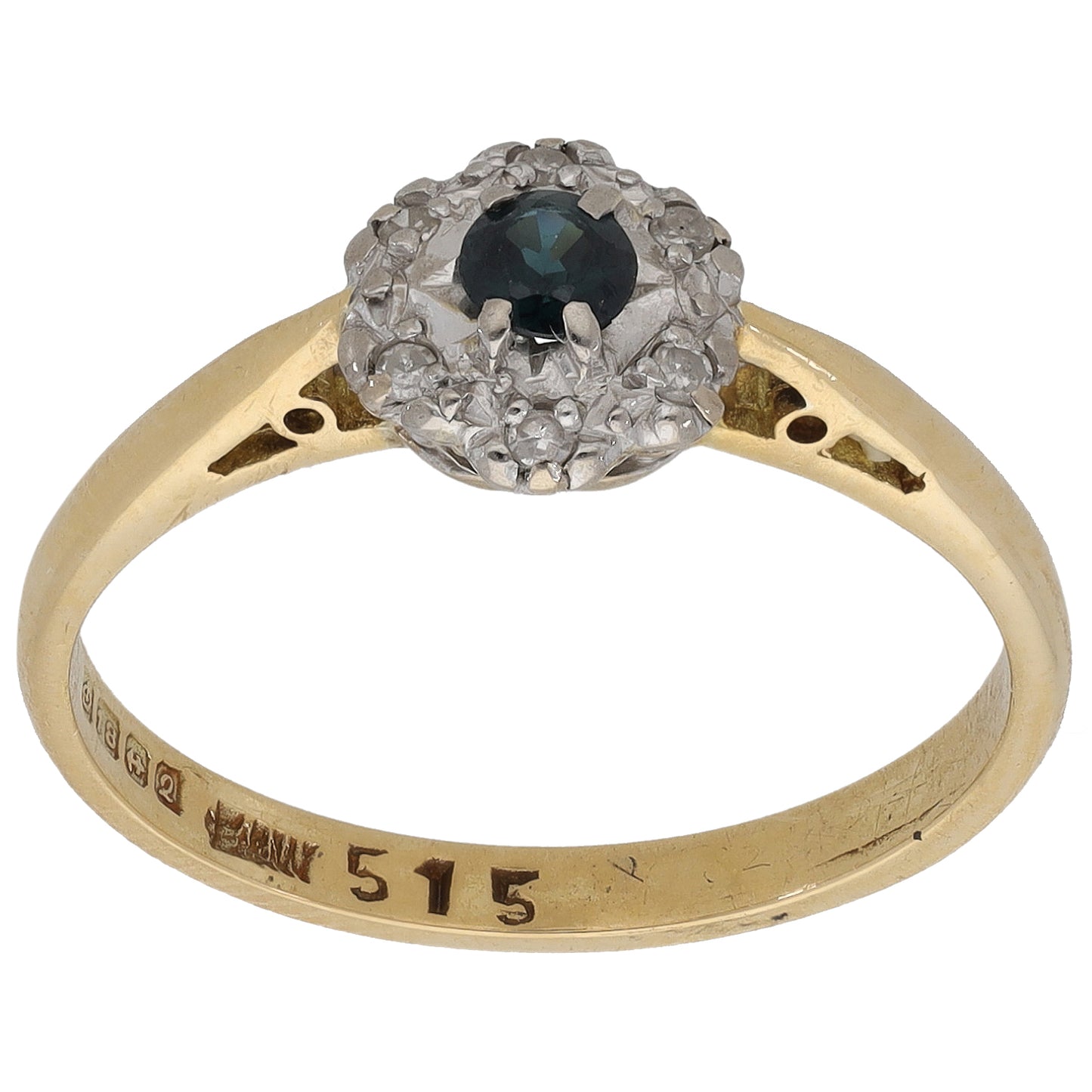 18ct Gold Sapphire & 0.03ct Diamond Dress/Cocktail Ring Size P