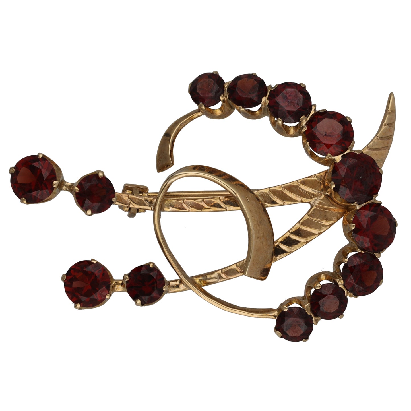 9ct Gold Garnet Dress Brooch