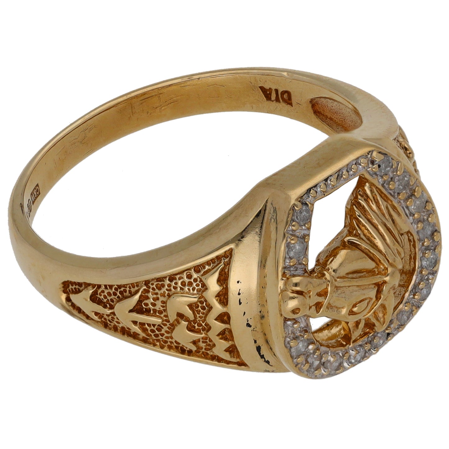 9ct Gold 0.14ct Diamond Horseshoe Ring Size U