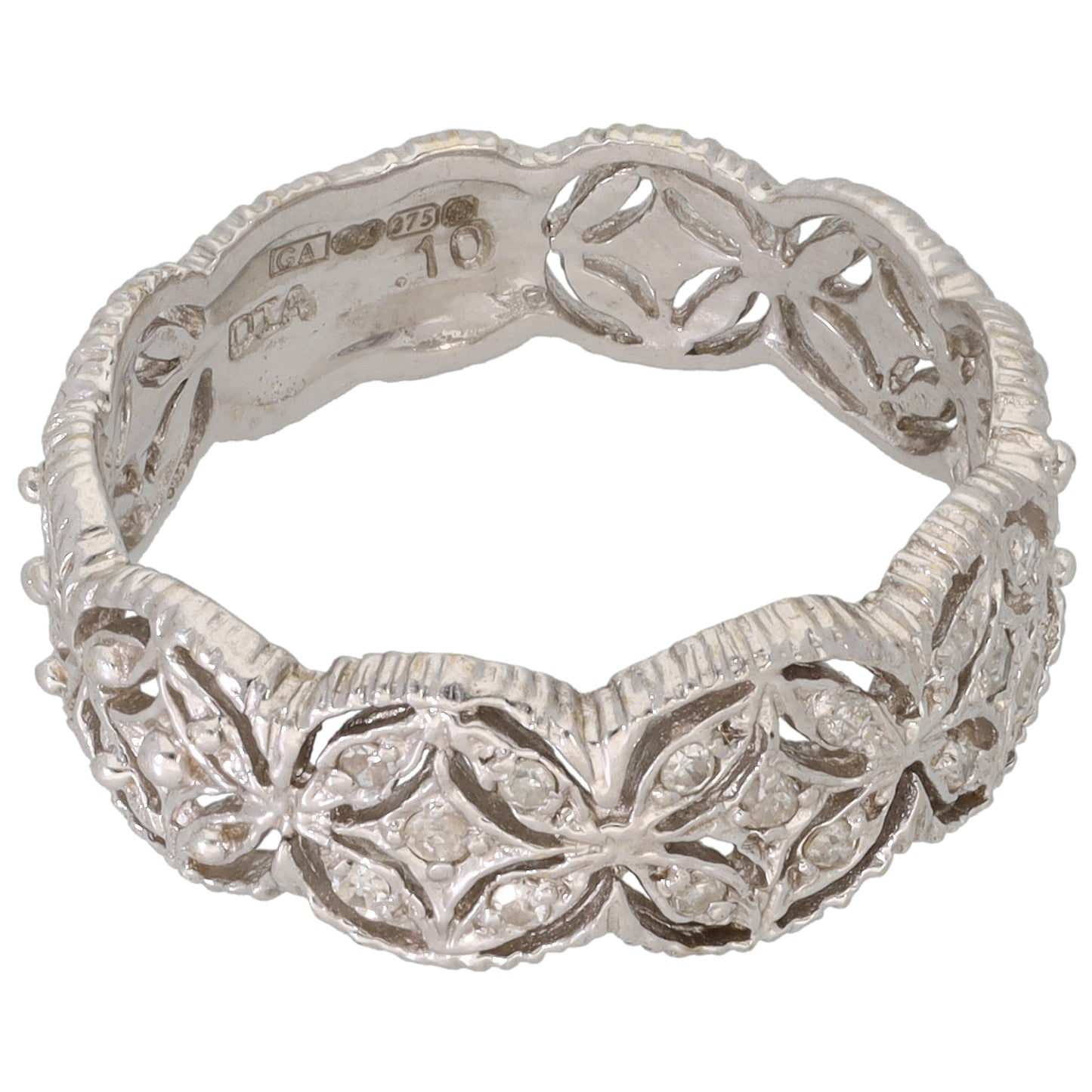 9ct White Gold 0.10ct Diamond Dress/Cocktail Ring Size N