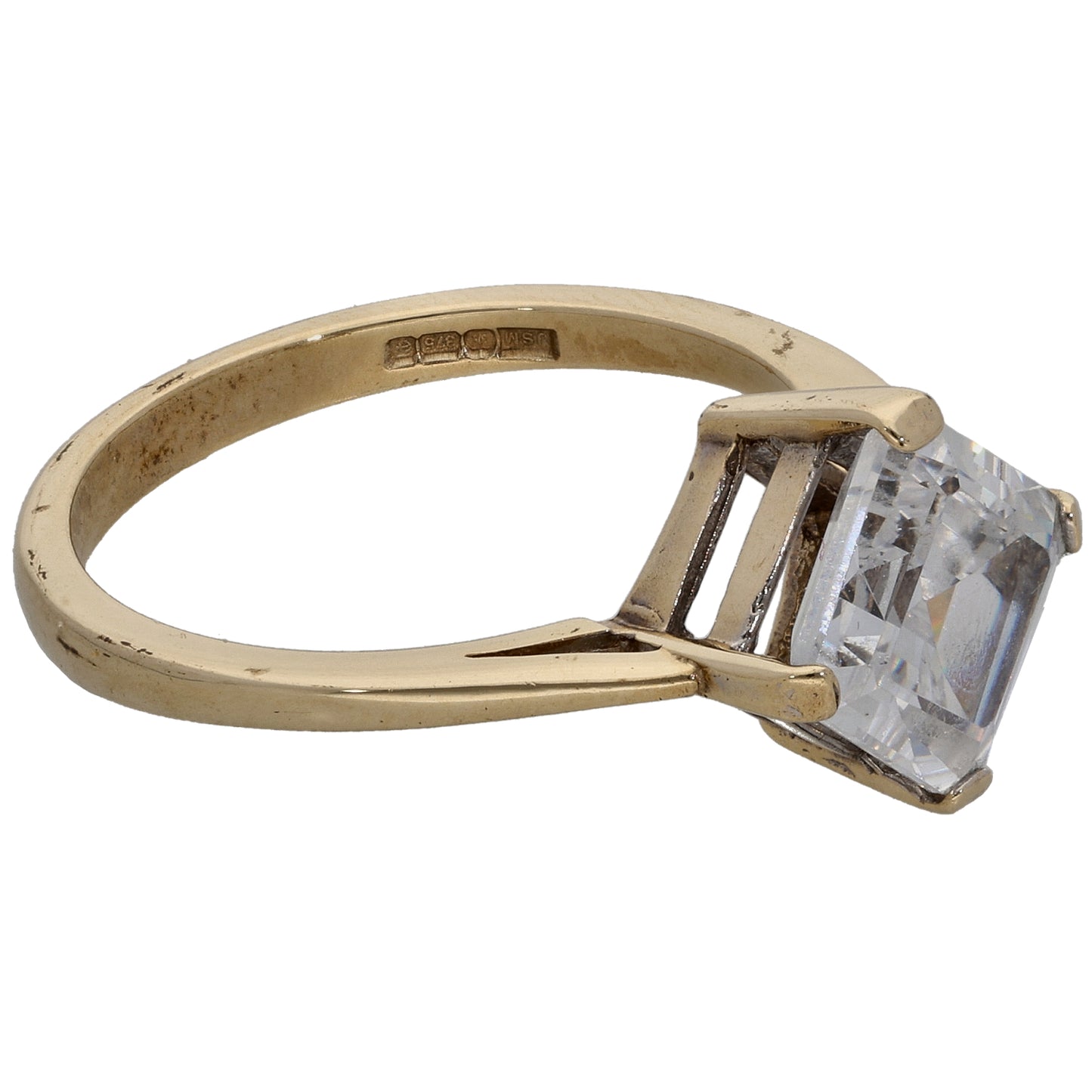 9ct Gold Cubic Zirconia Single Stone Ring Size Q