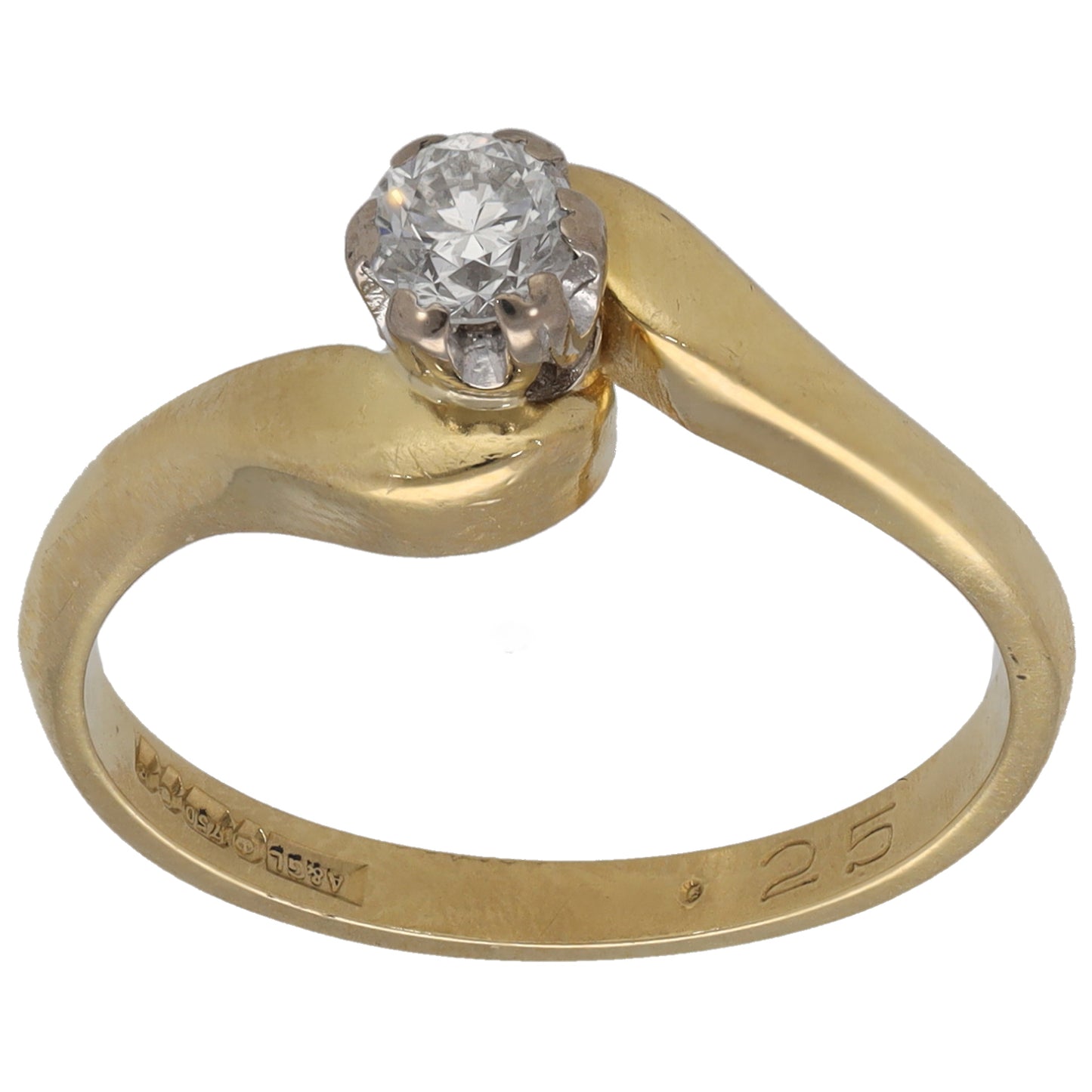 18ct Gold 0.25ct Diamond Solitaire Ring Size O