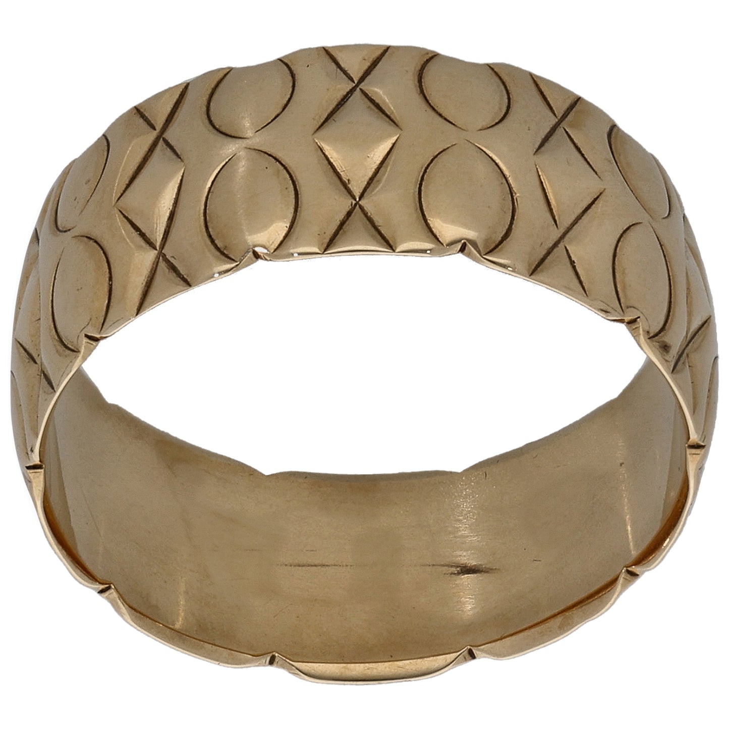 9ct Gold Patterned Wedding Ring Size O