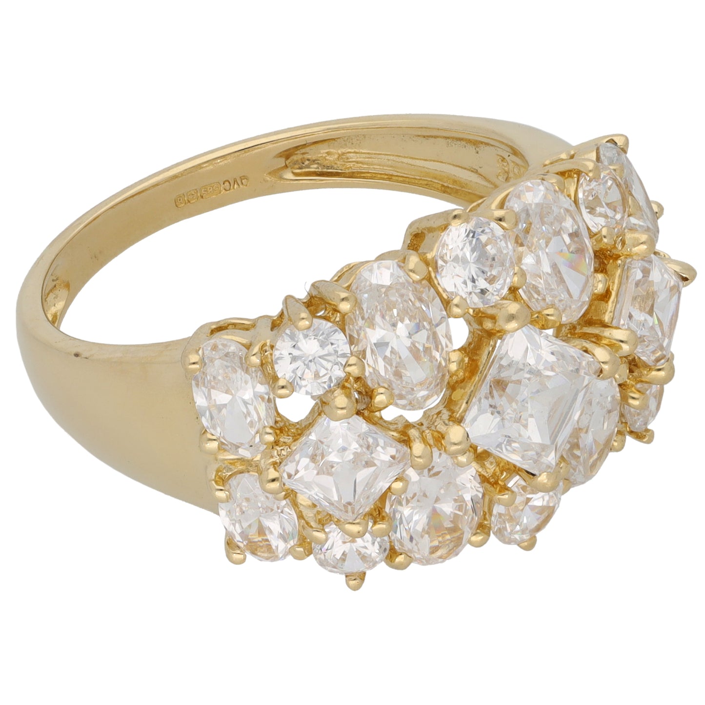 14ct Gold Cubic Zirconia Dress/Cocktail Ring Size S