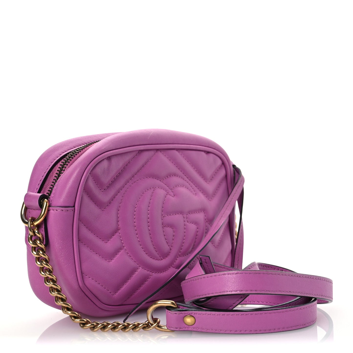 Gucci Mini GG Marmont Matelasse Calfskin Chain Shoulder Bag - Porcelain Rose