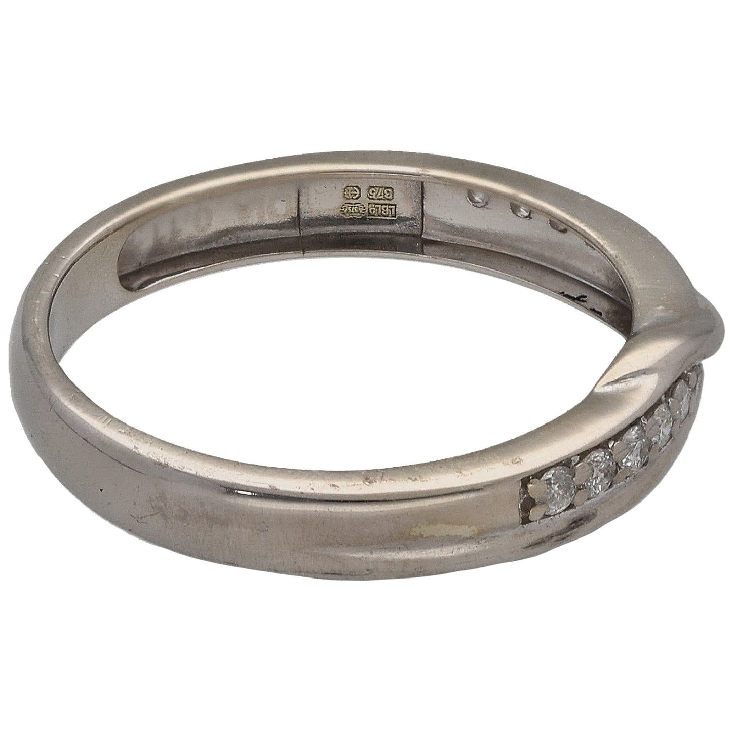 9ct white gold diamond dress ring with small round stones, size K