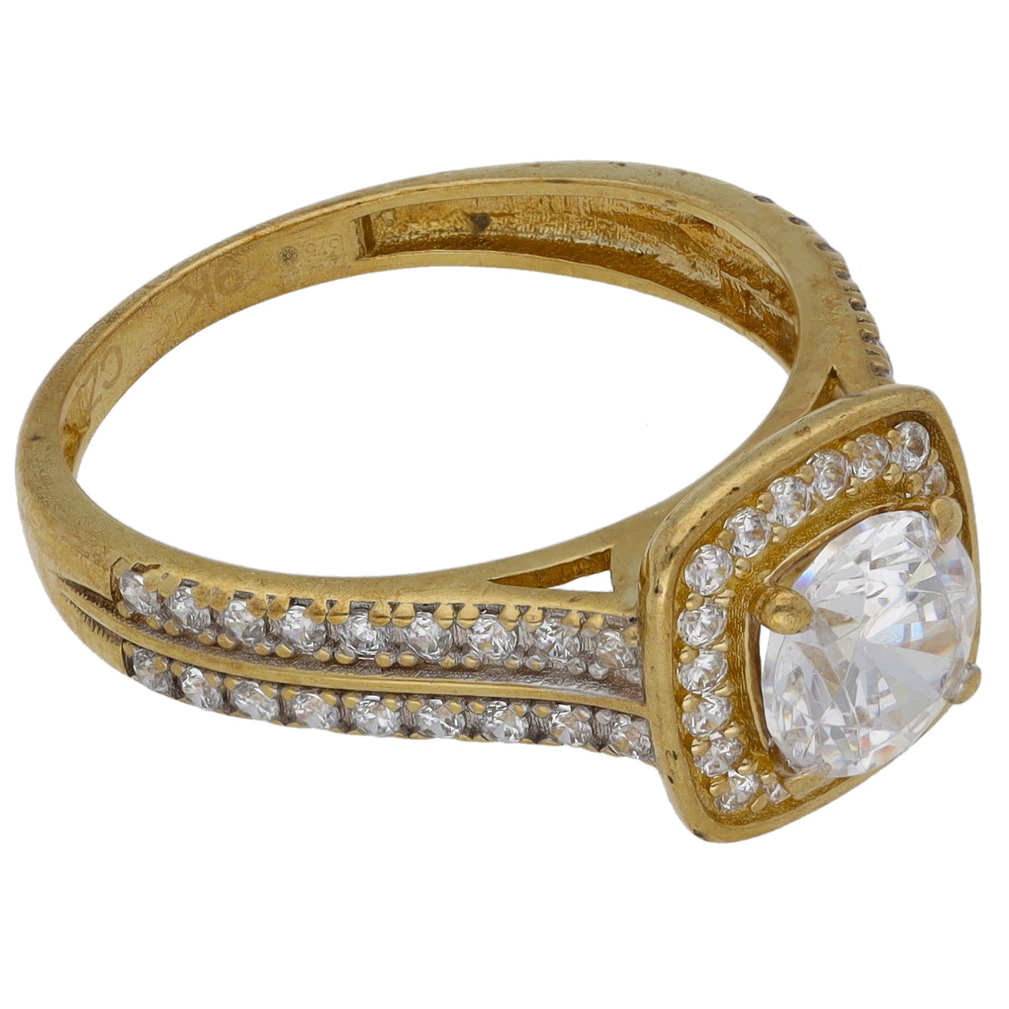 9ct Gold Cubic Zirconia Halo Ring Size K