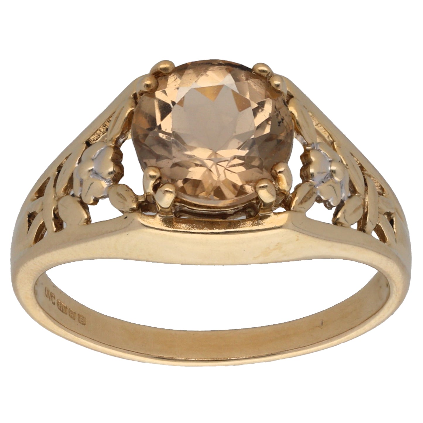 9ct Gold Quartz Single Stone Ring Size P