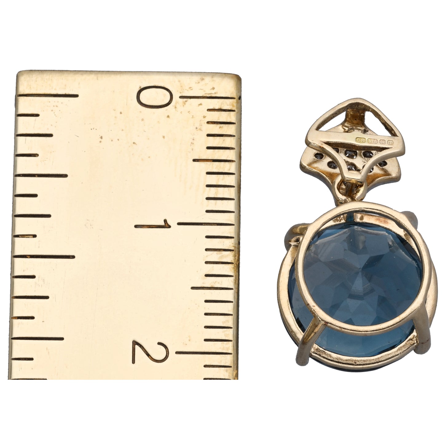 9ct Gold Topaz & 0.11ct Diamond Dress/Cocktail Pendant