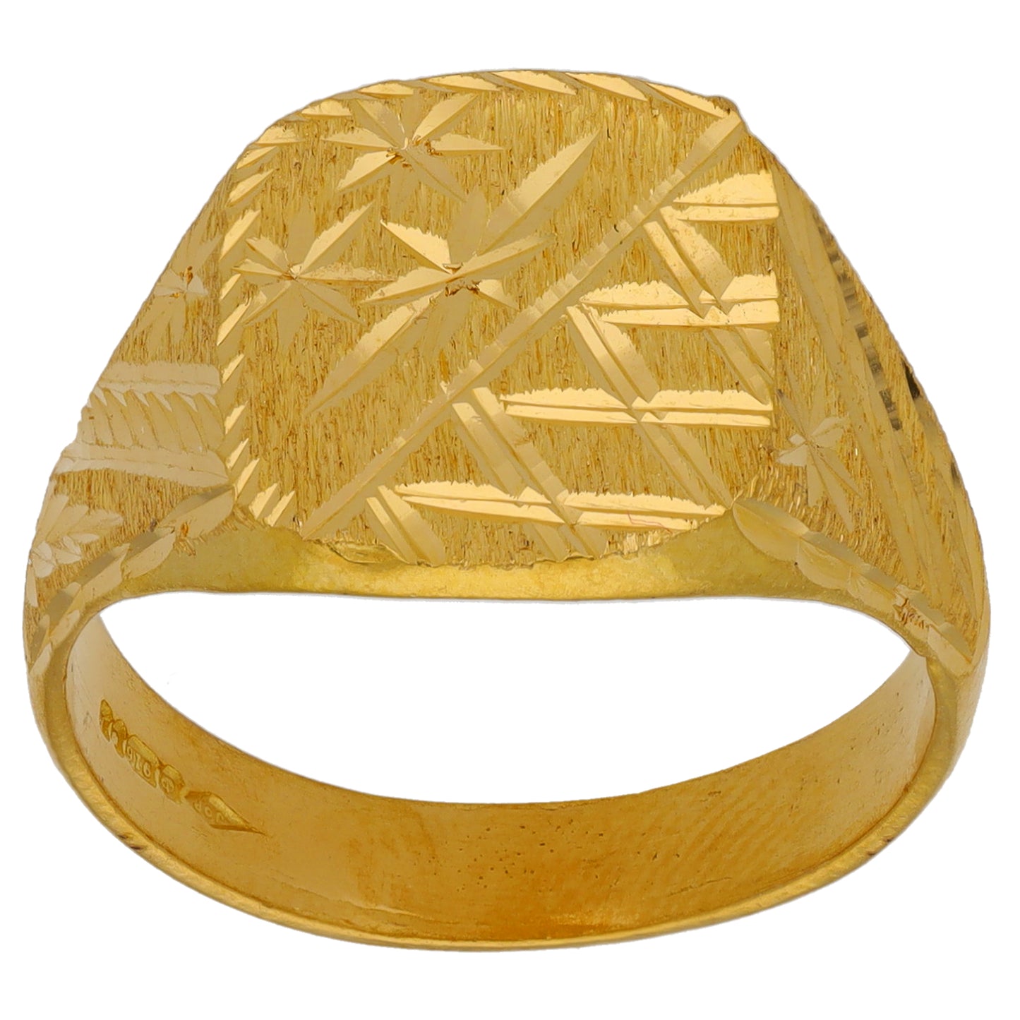 22ct Gold Patterned Signet Ring Size U