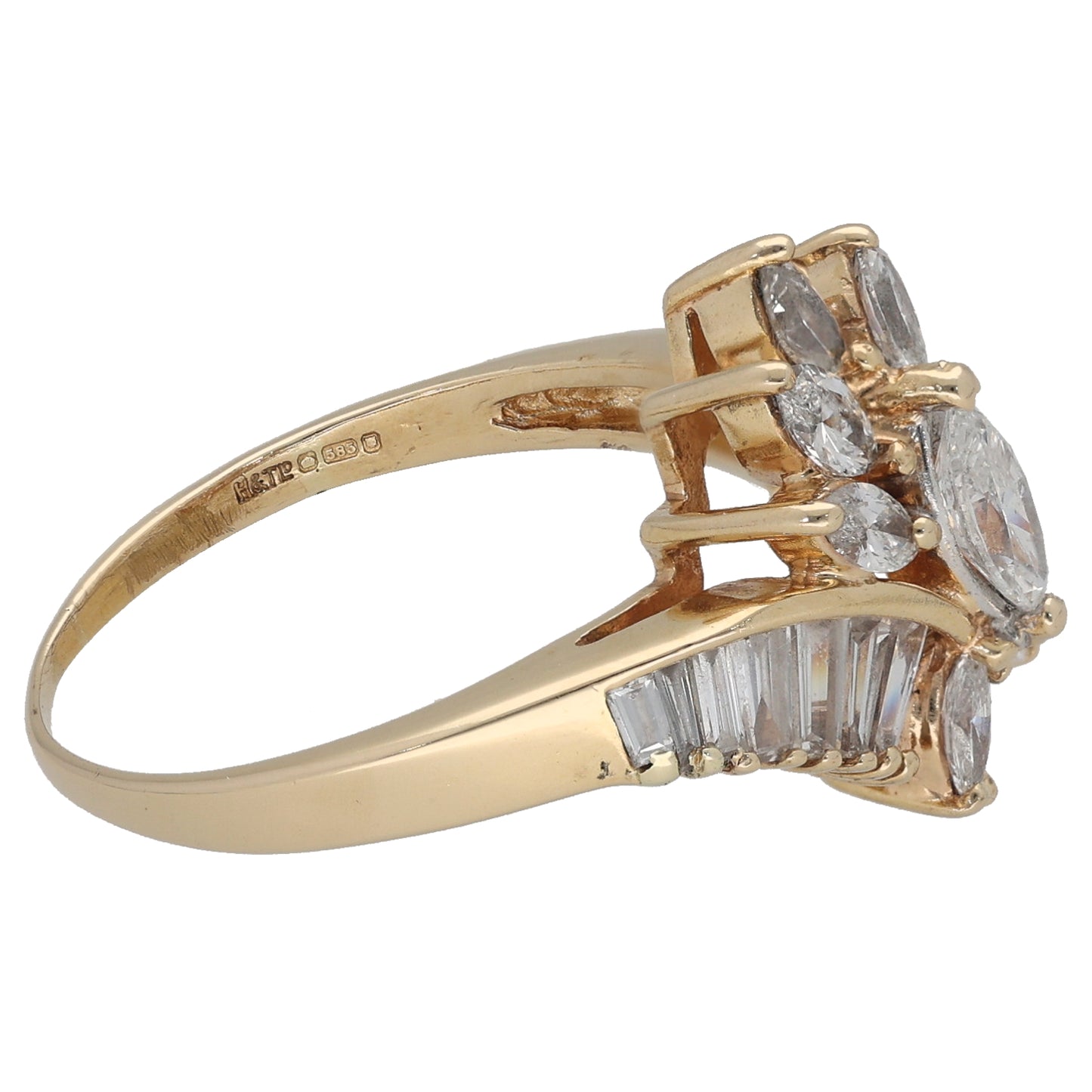 14ct Gold 1.59ct Diamond Dress/Cocktail Ring Size P