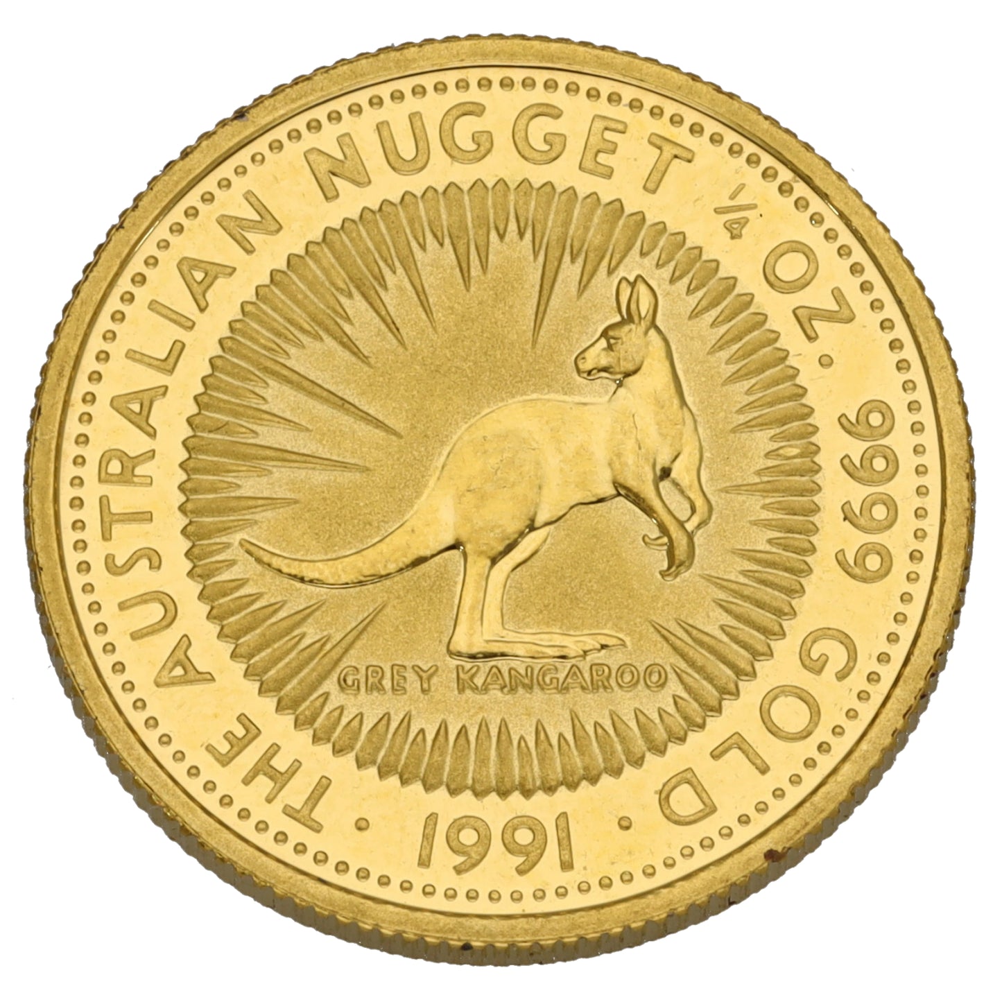 24ct Gold Australian Nugget 1/4 OZ Coin 1991