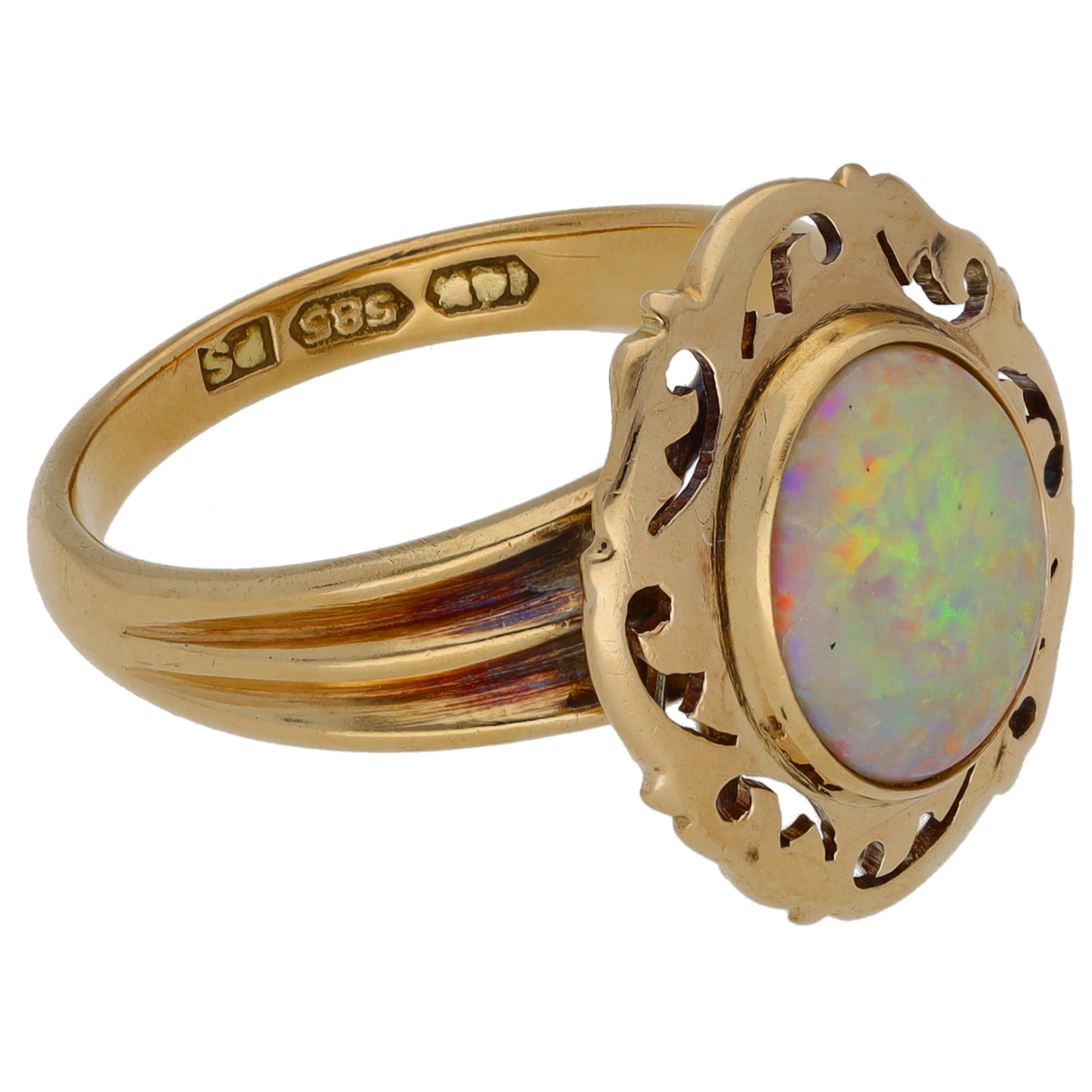 14ct Gold Opal Single Stone Ring Size L
