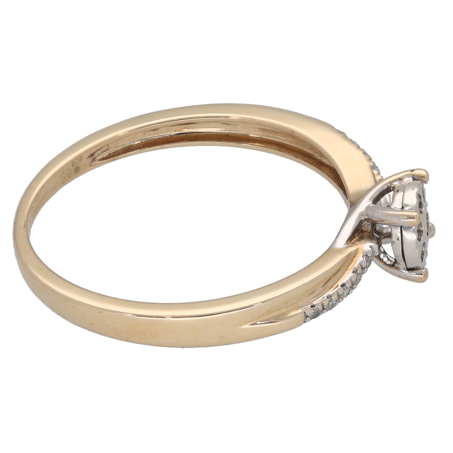 9ct Bicolour Gold 0.10ct Diamond Dress/Cocktail Ring Size P