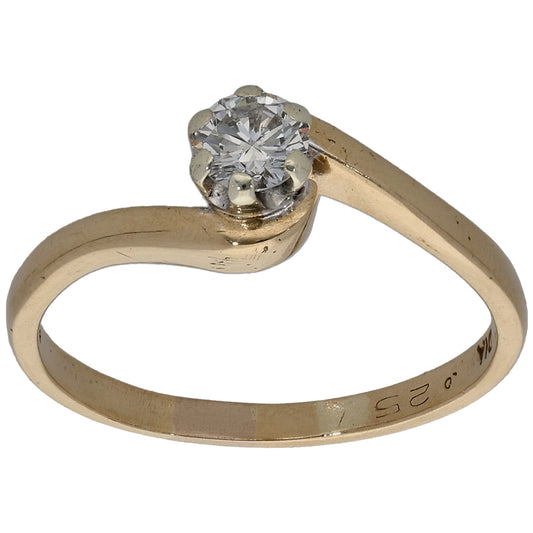 9ct Gold 0.25ct Diamond Solitaire Ring Size N