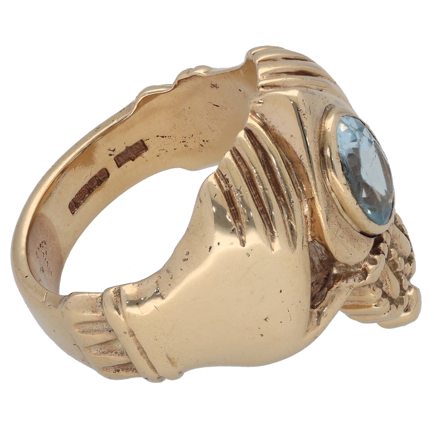 9ct Gold Topaz Claddagh Ring Size X