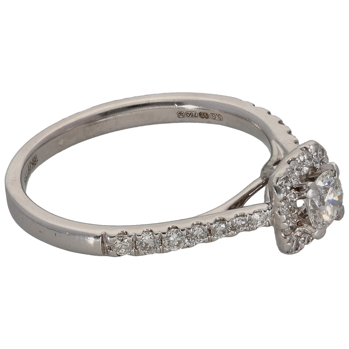 18ct White Gold 0.53ct Diamond Cluster Ring Size L