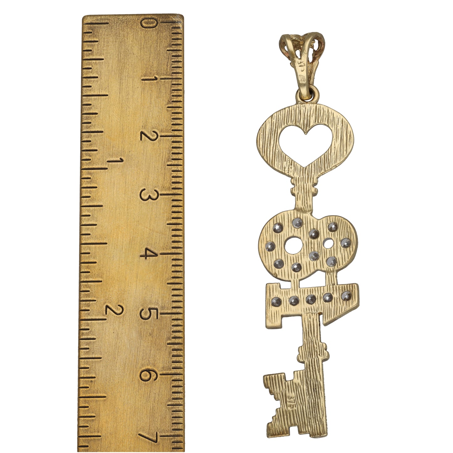 9ct Gold Cubic Zirconia Key Pendant