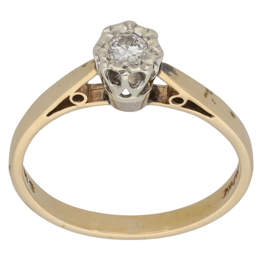 9ct Gold 0.08ct Diamond Solitaire Ring Size L