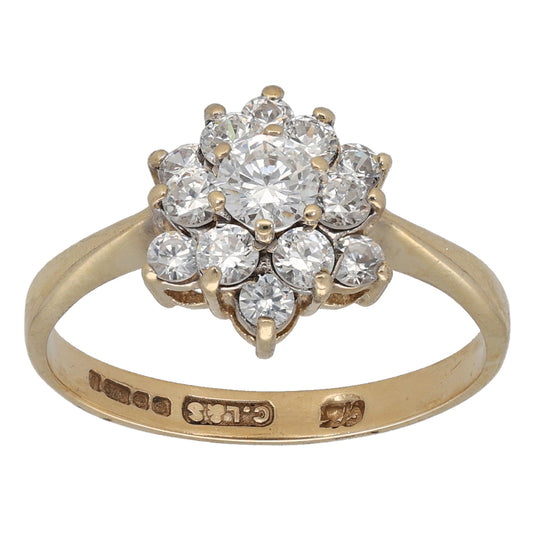 9ct Gold Cubic Zirconia Cluster Ring Size N