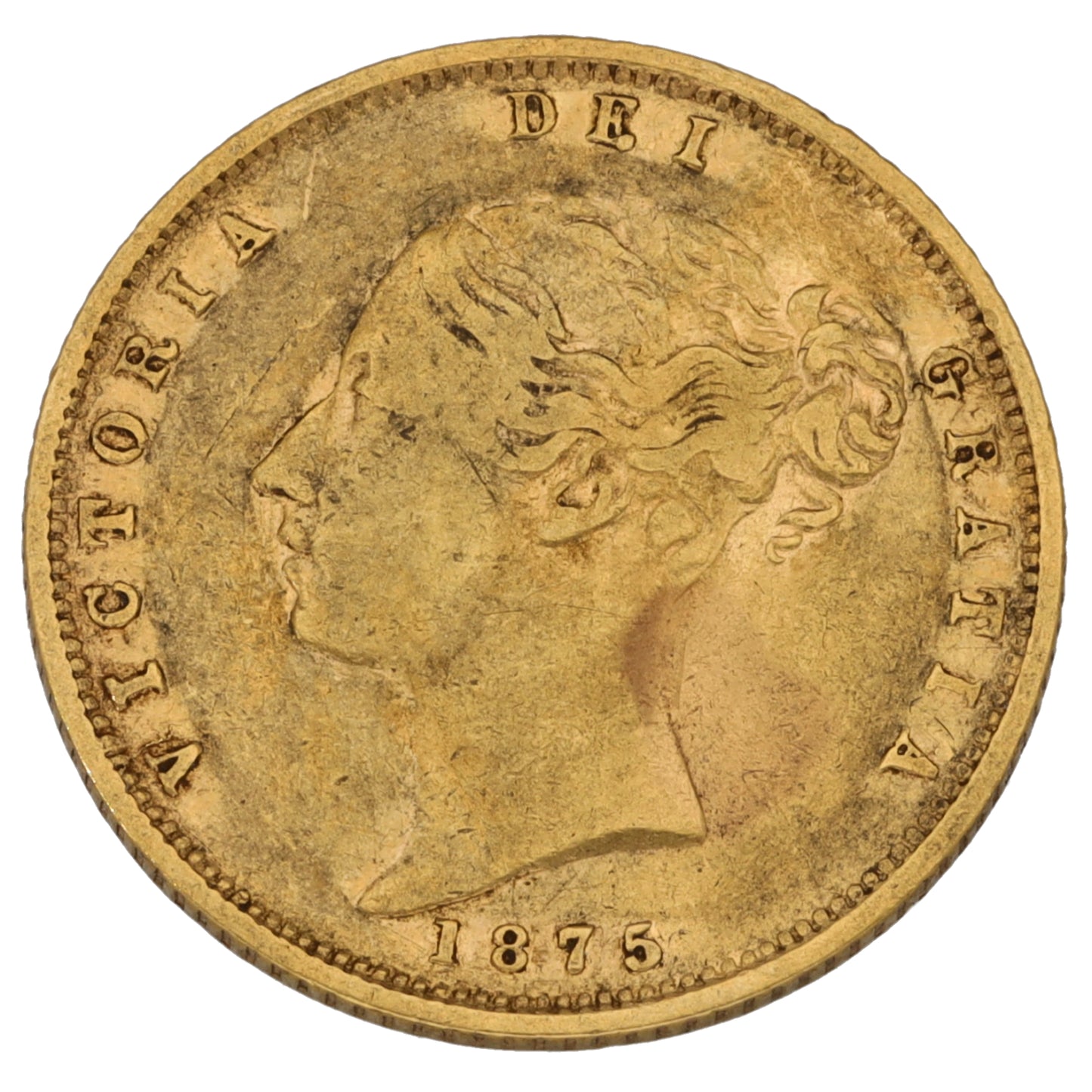 22ct Gold Queen Victoria Half Sovereign Coin 1875