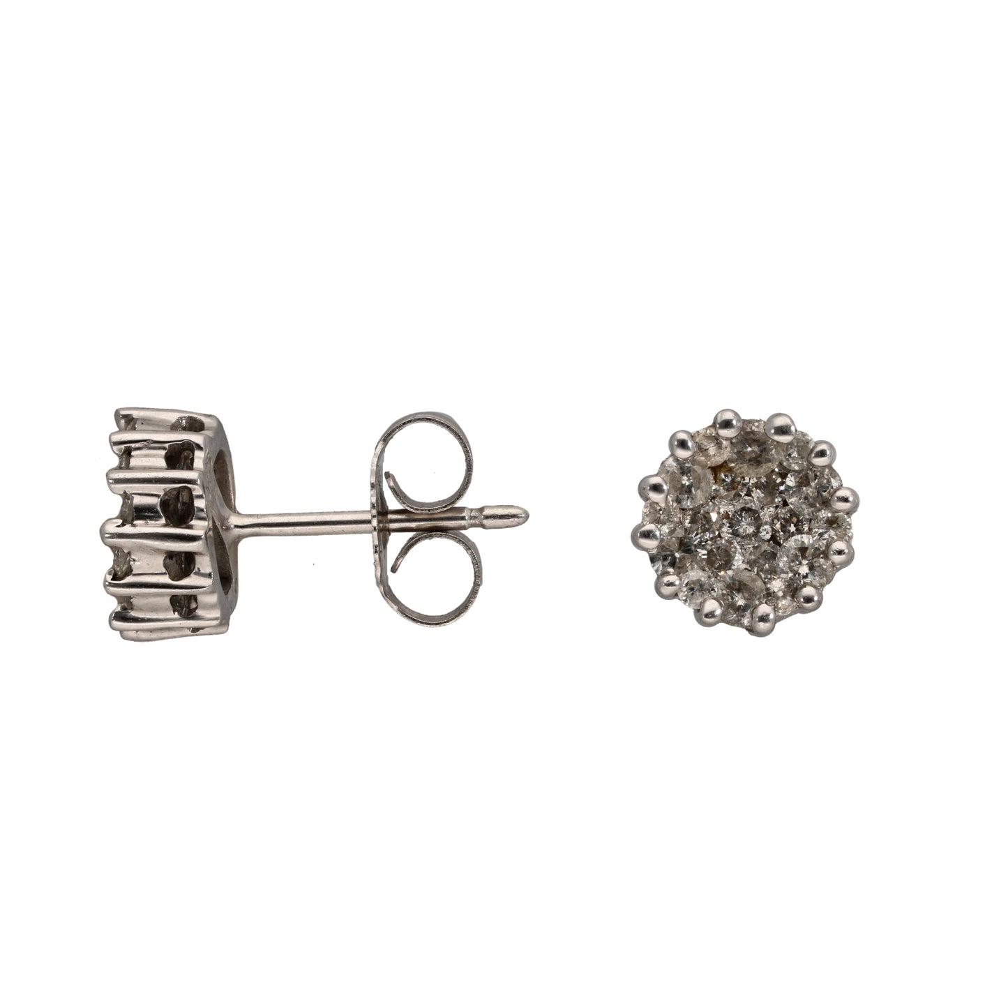 9ct White Gold 0.36ct Diamond Cluster Earrings