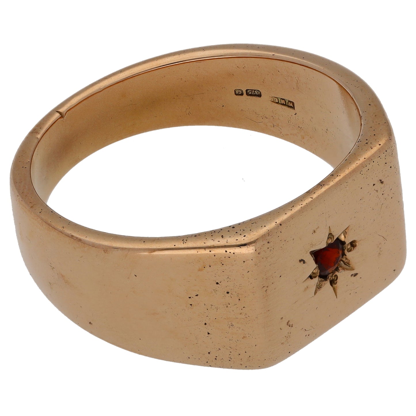 9ct Gold Garnet Signet Ring Size Z