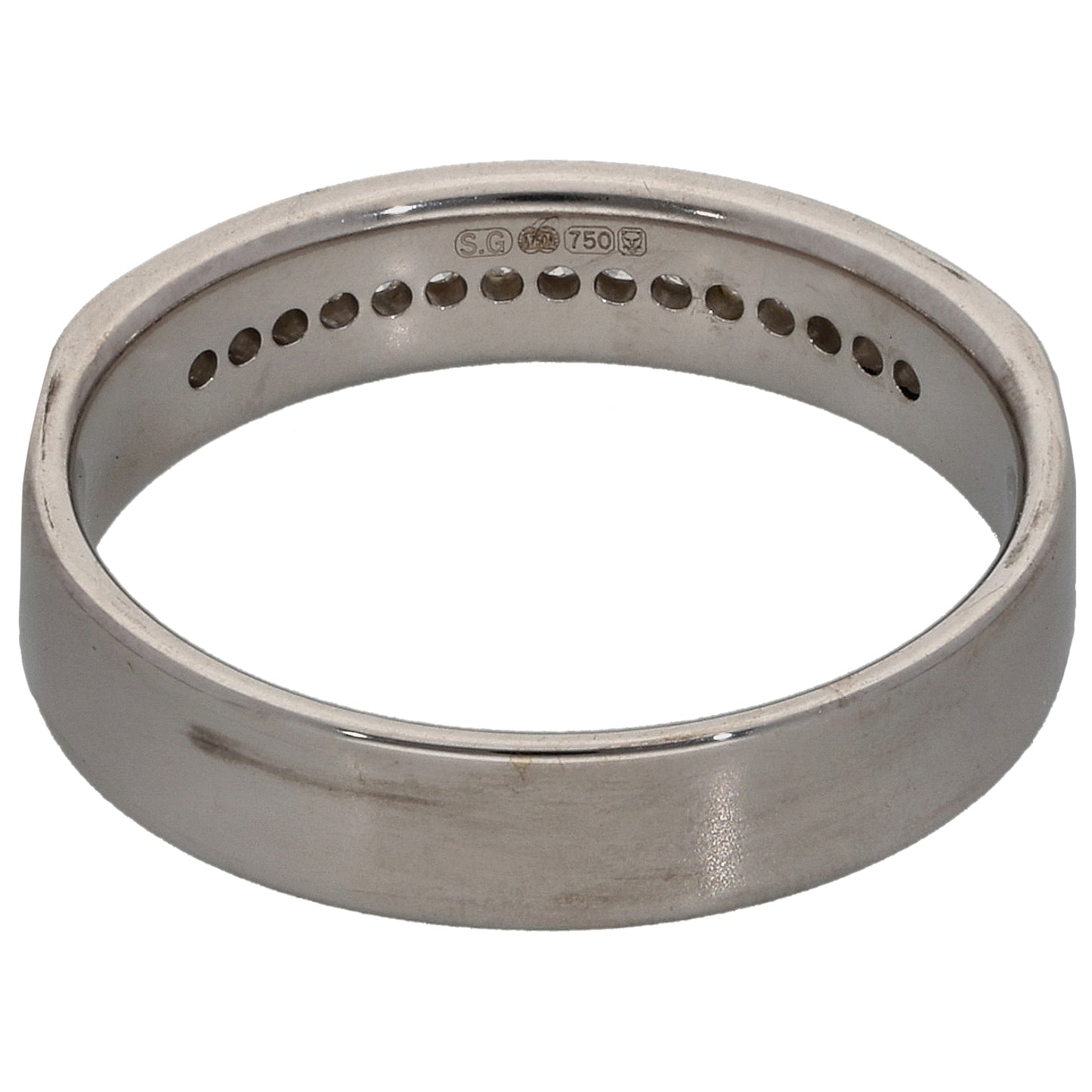 18ct White Gold 0.075ct Diamond Half Eternity Ring Size L