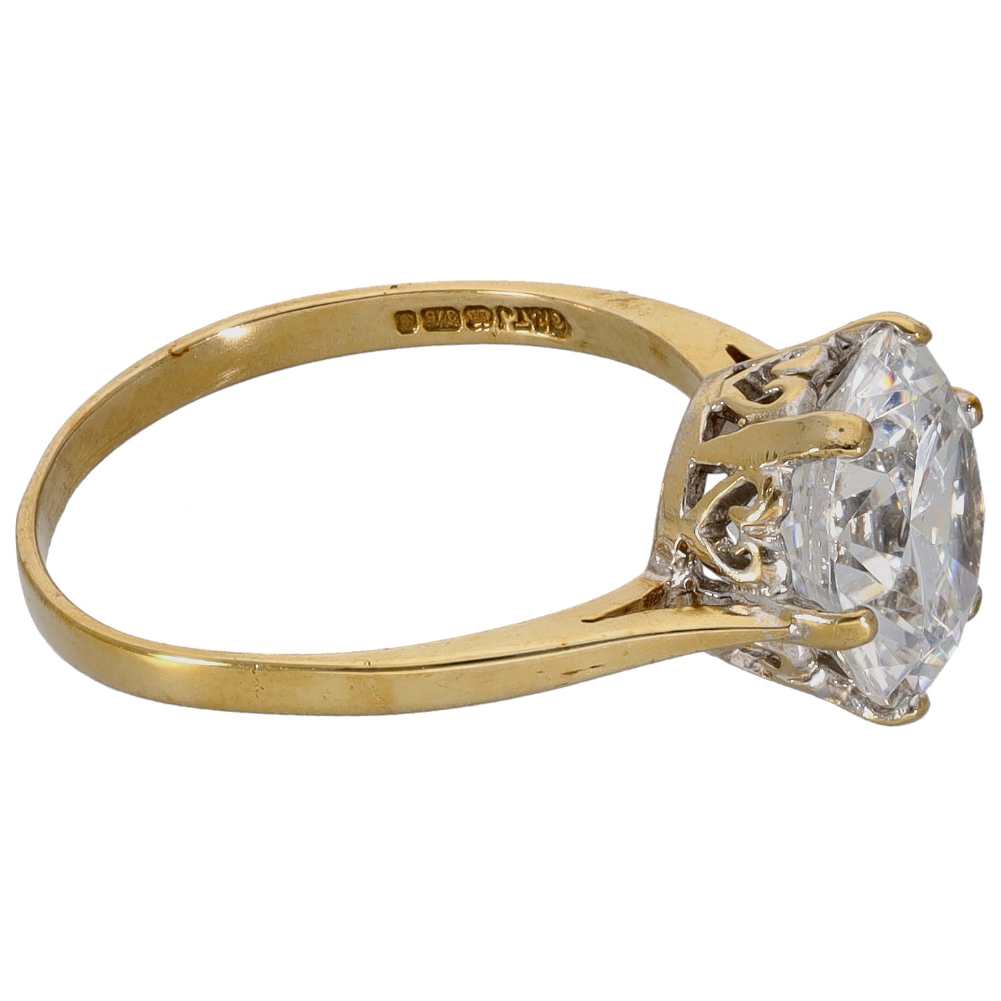 9ct Gold Cubic Zirconia Single Stone Ring Size O