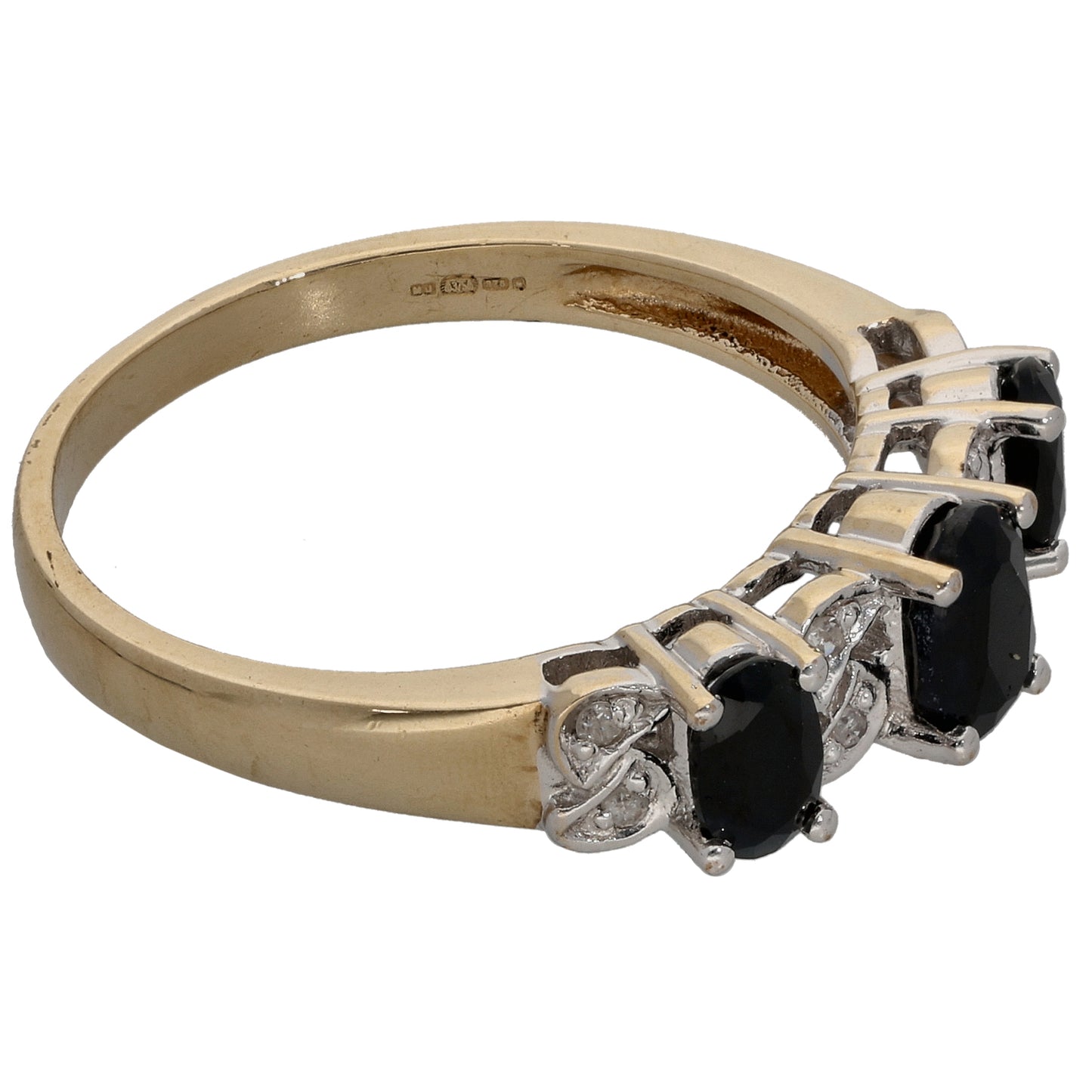 9ct Gold Sapphire & 0.04ct Diamond Dress/Cocktail Ring Size P