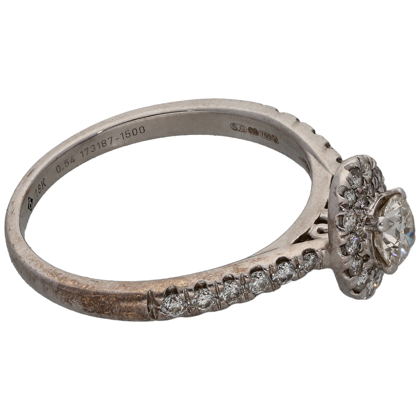 18ct White Gold 0.54ct Diamond Dress/Cocktail Ring Size L