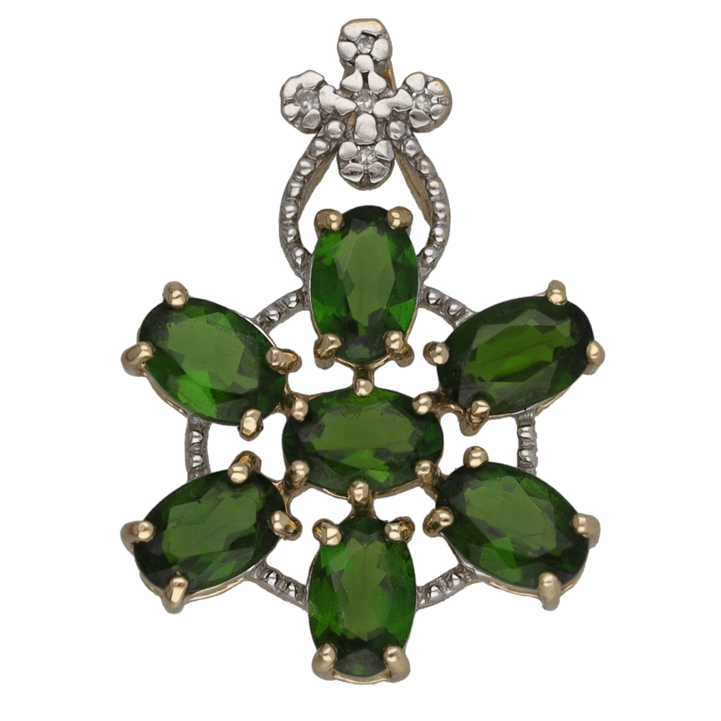 9ct Gold Diopside Cluster Pendant