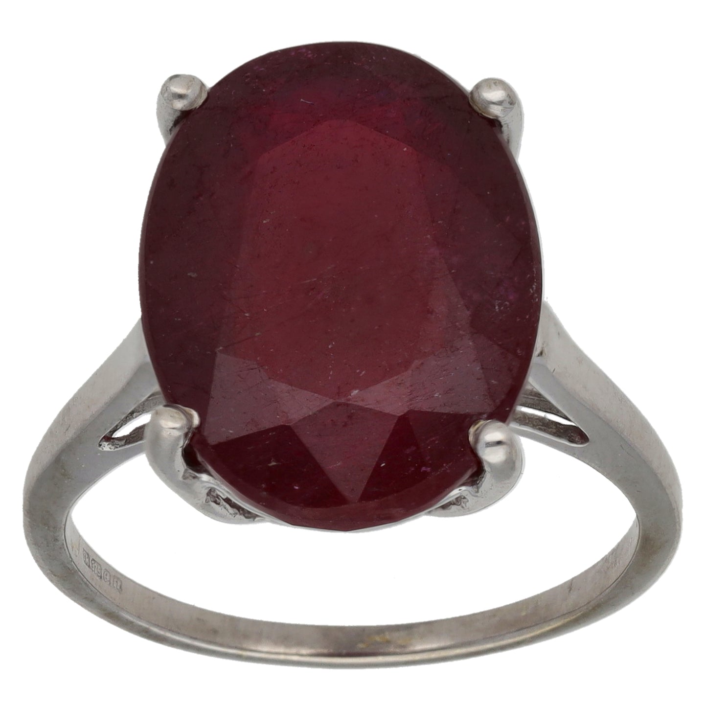 9ct White Gold Glass Filled Ruby Single Stone Ring Size O