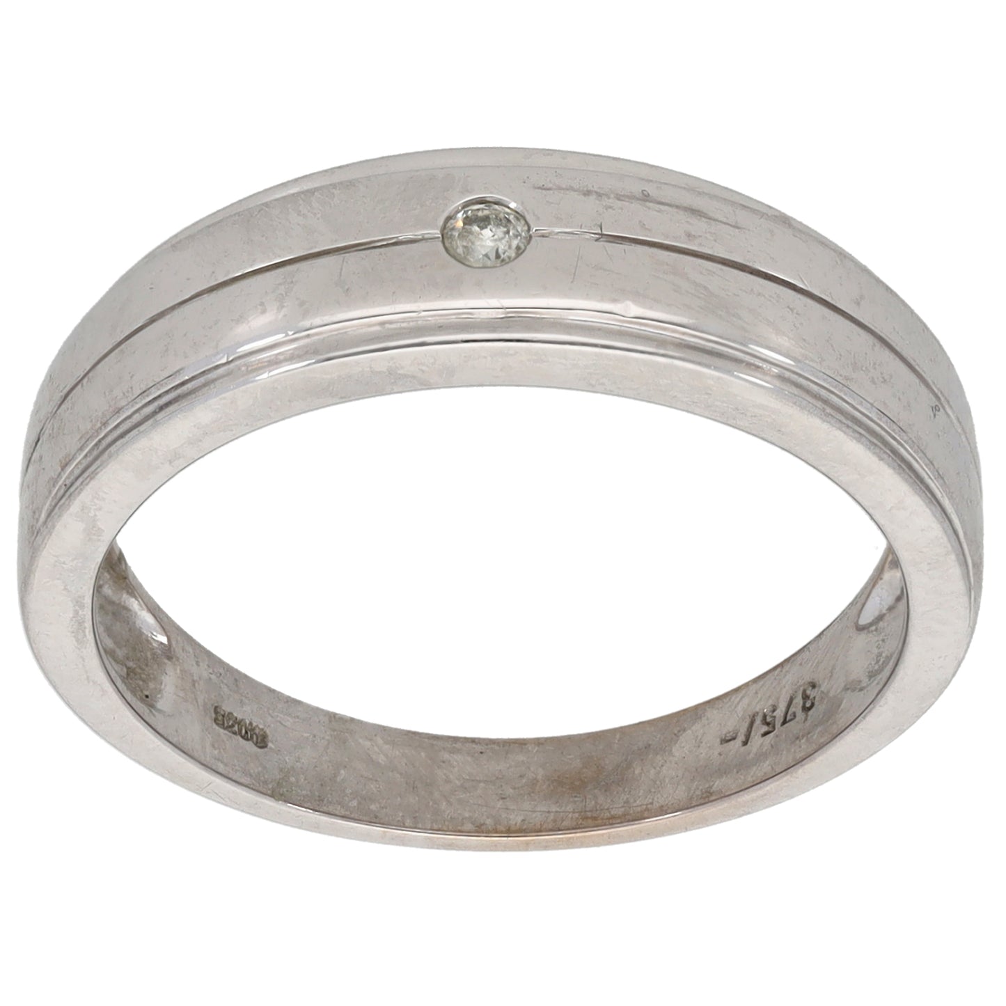 9ct White Gold 0.02ct Diamond Alternative Ring Size Q