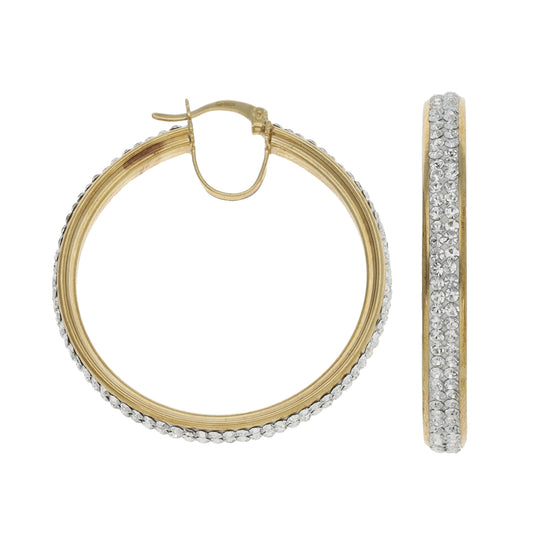 9ct Gold Cubic Zirconia Hoop Earrings
