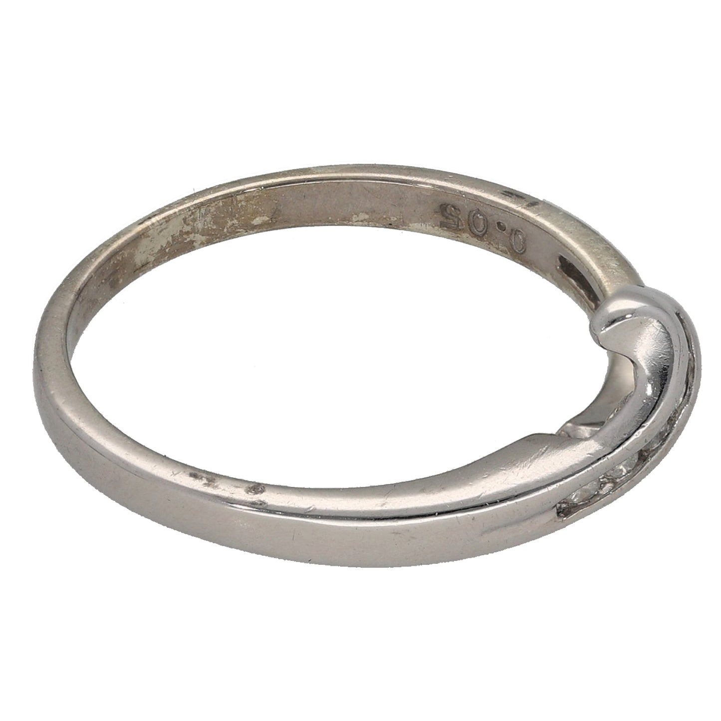 9ct White Gold 0.025ct Diamond Wishbone Ring Size N