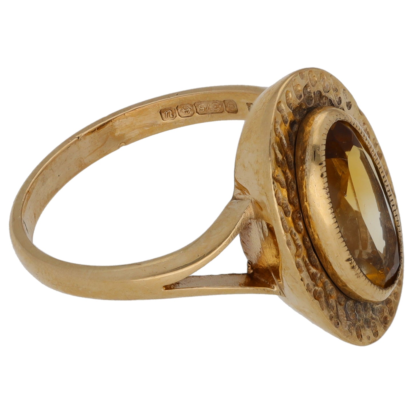 9ct Gold Citrine Single Stone Ring Size N