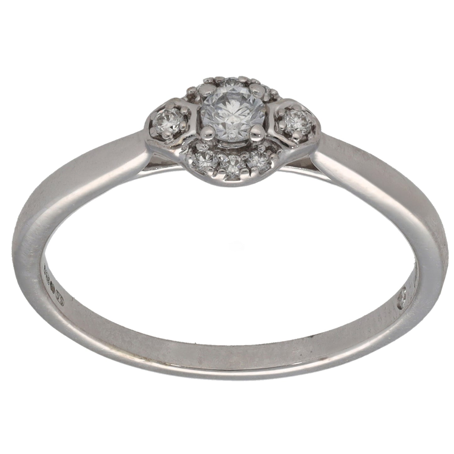 9ct White Gold 0.19ct Diamond Cluster Ring Size R