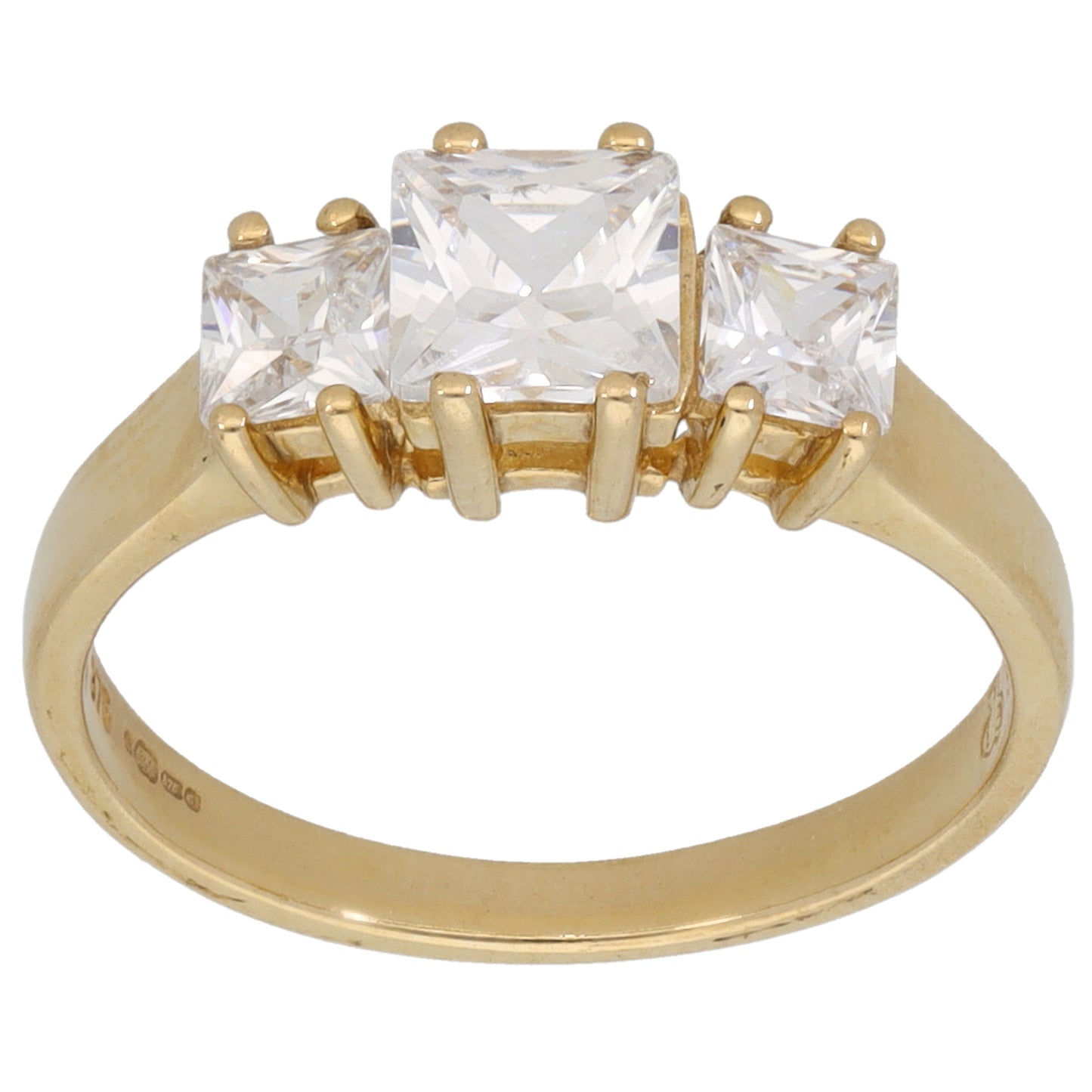 9ct Gold Cubic Zirconia Three Stone Ring Size L