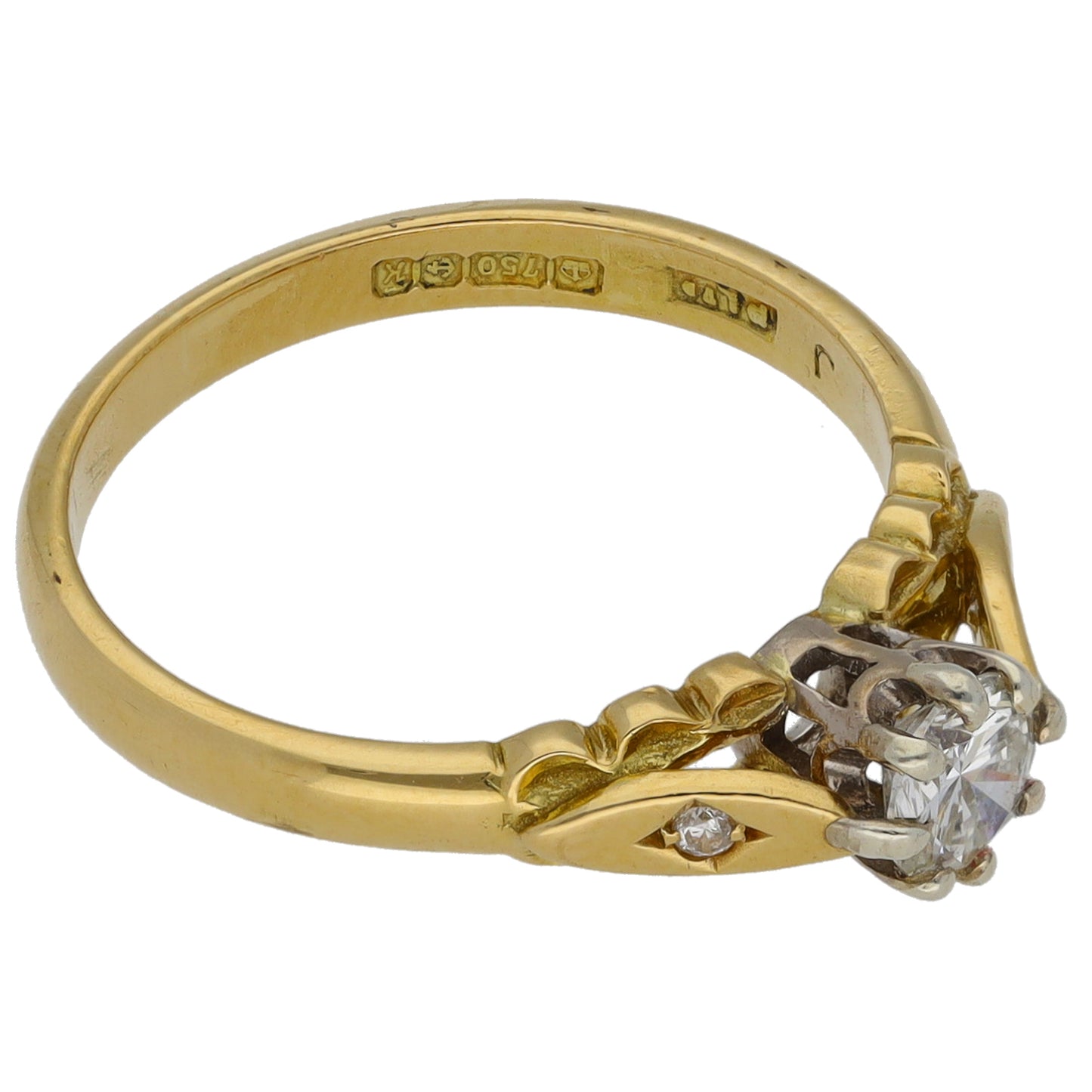 18ct Gold 0.32ct Diamond Trilogy Ring Size K