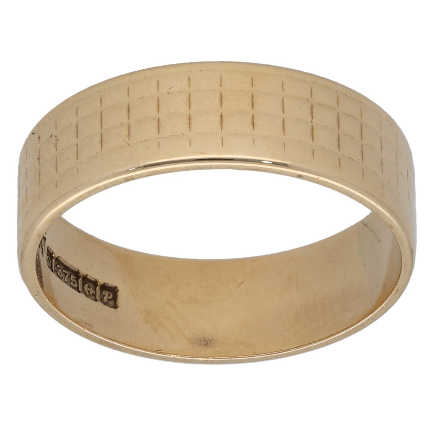 9ct Gold Patterned Wedding Ring Size L