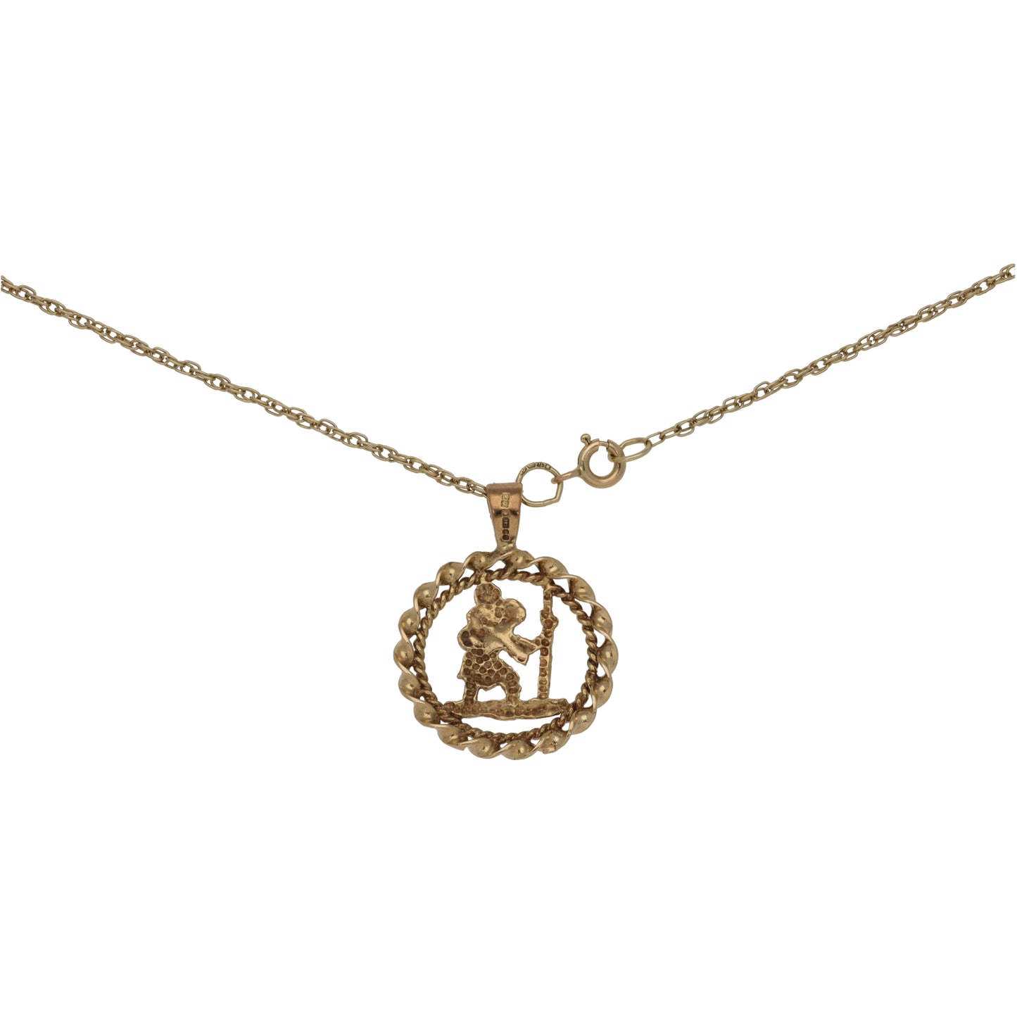9ct Gold St Christopher Pendant With Chain