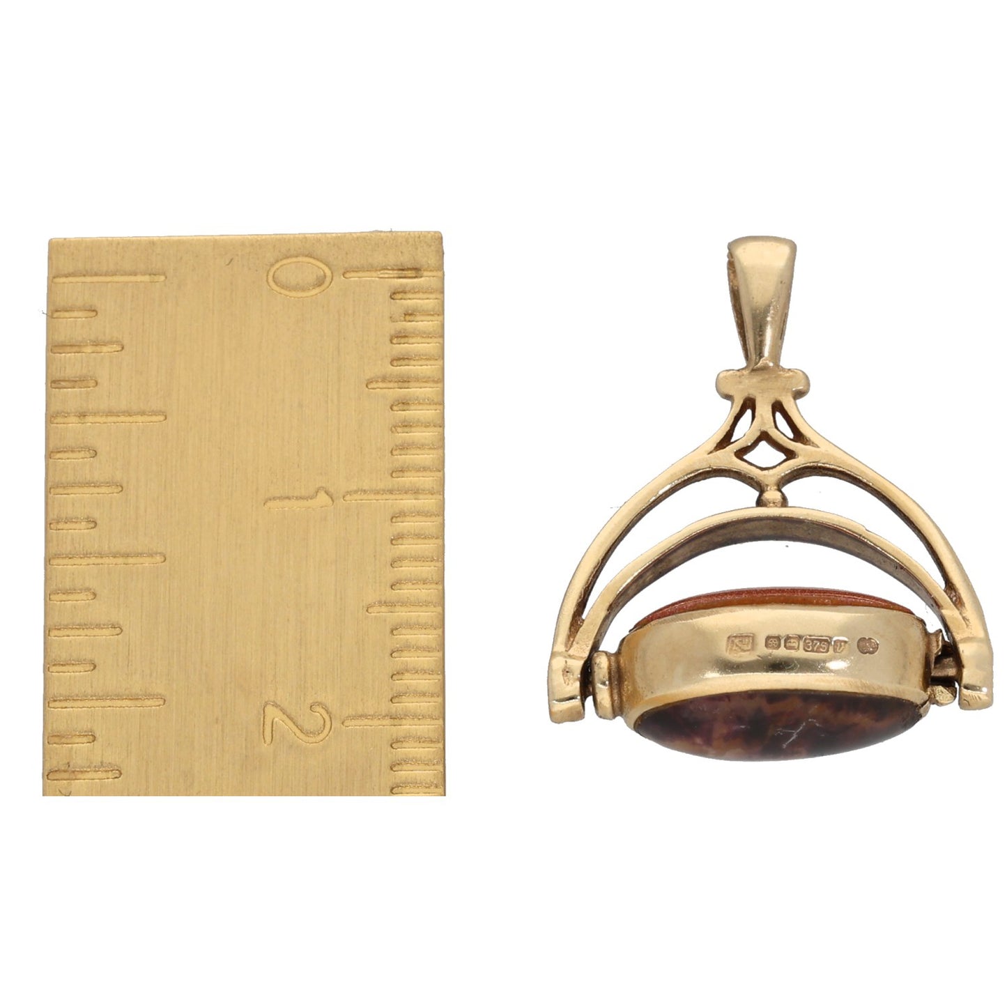 9ct Gold Blue John & Goldstone Fob Pendant