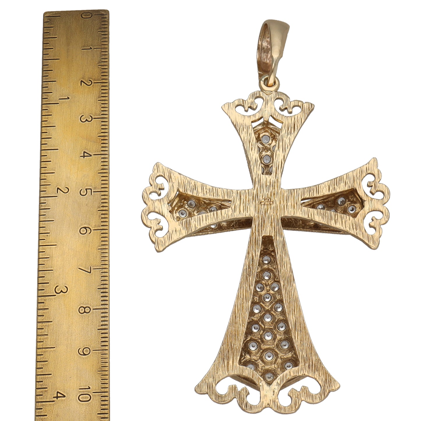9ct Gold Cubic Zirconia Cross Pendant